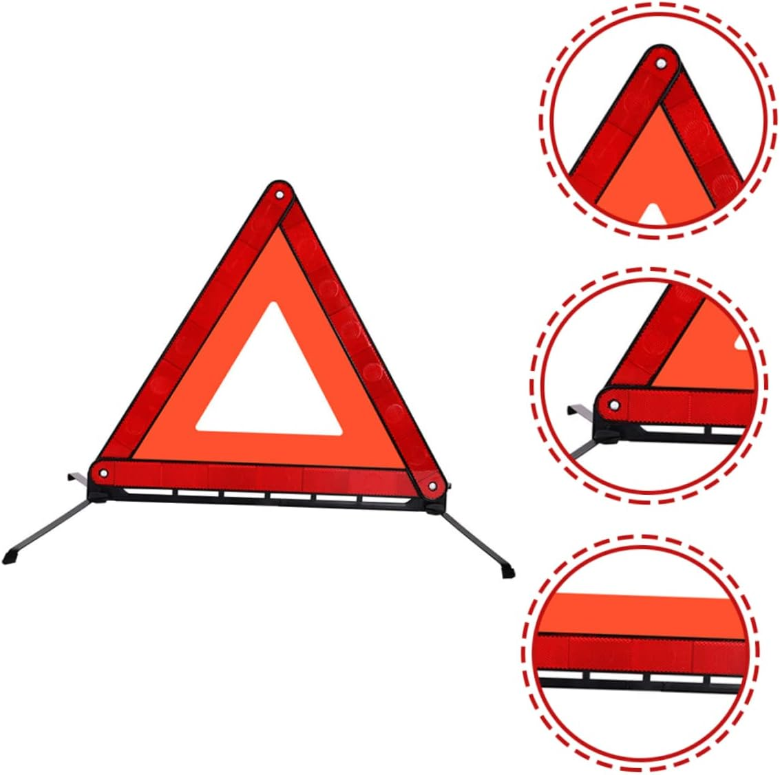 Foldable Reflective Emergency Warning Triangle Road Trip Safety Triangle for Adults Car Warning Sign Tripod Base image number 2
