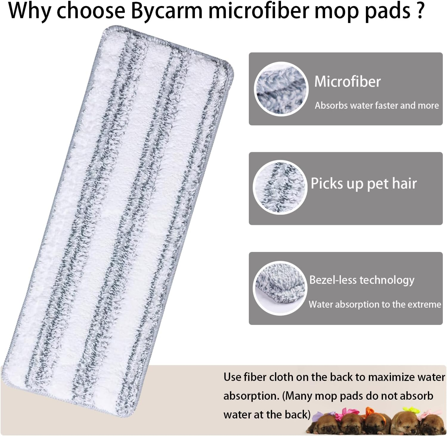 Flat Mop Pads Compatible with Joymop, Joymoop Mop Replacement Pads for Joy 13 Inch Flat Moop, Washable Squeeze Microfiber Mop Pad for Floor Cleaning(8 Pack Refill, 13"X 4.9") image number 5