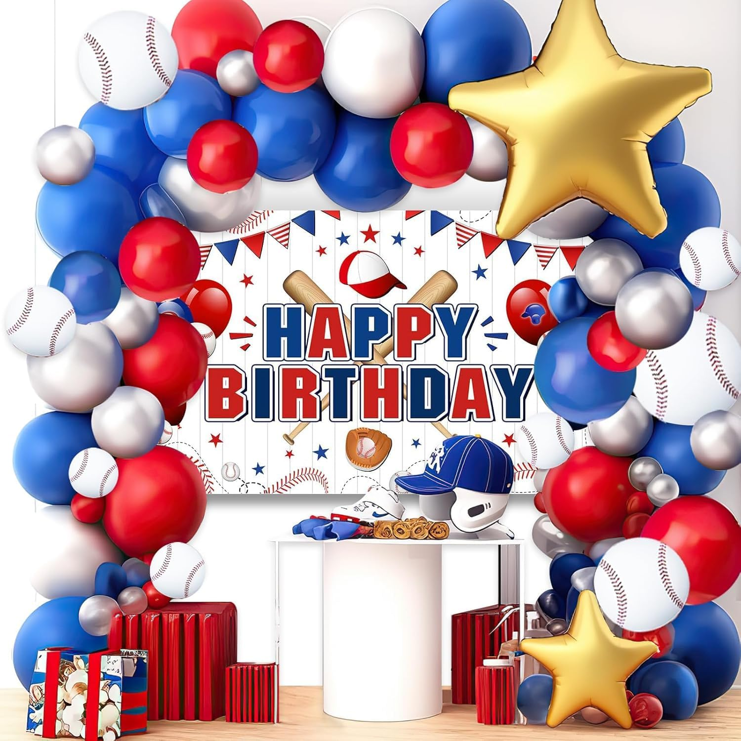 Baseball Birthday Backdrop - Extra Large 1.8M X 1.15M Sports Fabric Banner for Kids Parties - Premium Photo Booth Background with Cartoon Baseball Design - Party Decorations for Boys & Girls image number 6