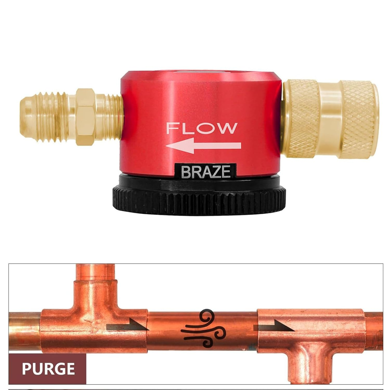 Nitrogen Purge Tool, 0.635Cm Connector Gas Regulator Brazing Tool with 3 Position Dial, Quick Attachment for HVAC Equipment, 345 Kpa Pressure