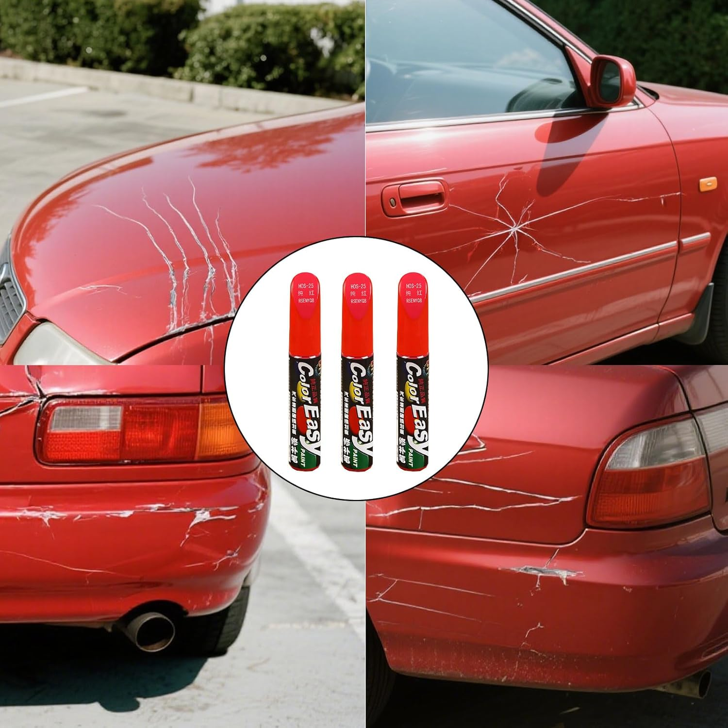 3 Pcs Car Scratch Remover Pen,Touch up Paint Pen,Red Spray Paint, for Car Suitable for Cars Repainting Cover and Repair Scratches, Suitable for Cars, Suv, Truck, Rv, Bicycle(Red)