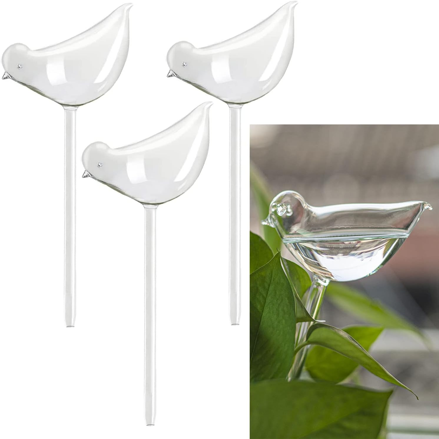 Paifeancodill 3 Pcs Plant Waterer, Self Watering Spikes, Self Watering Globes, Plant Watering Globes, Cat Shape Glass Automatic Watering Bulbs, Self-Watering Device for Indoor/Outdoor Plants (3 Cats)