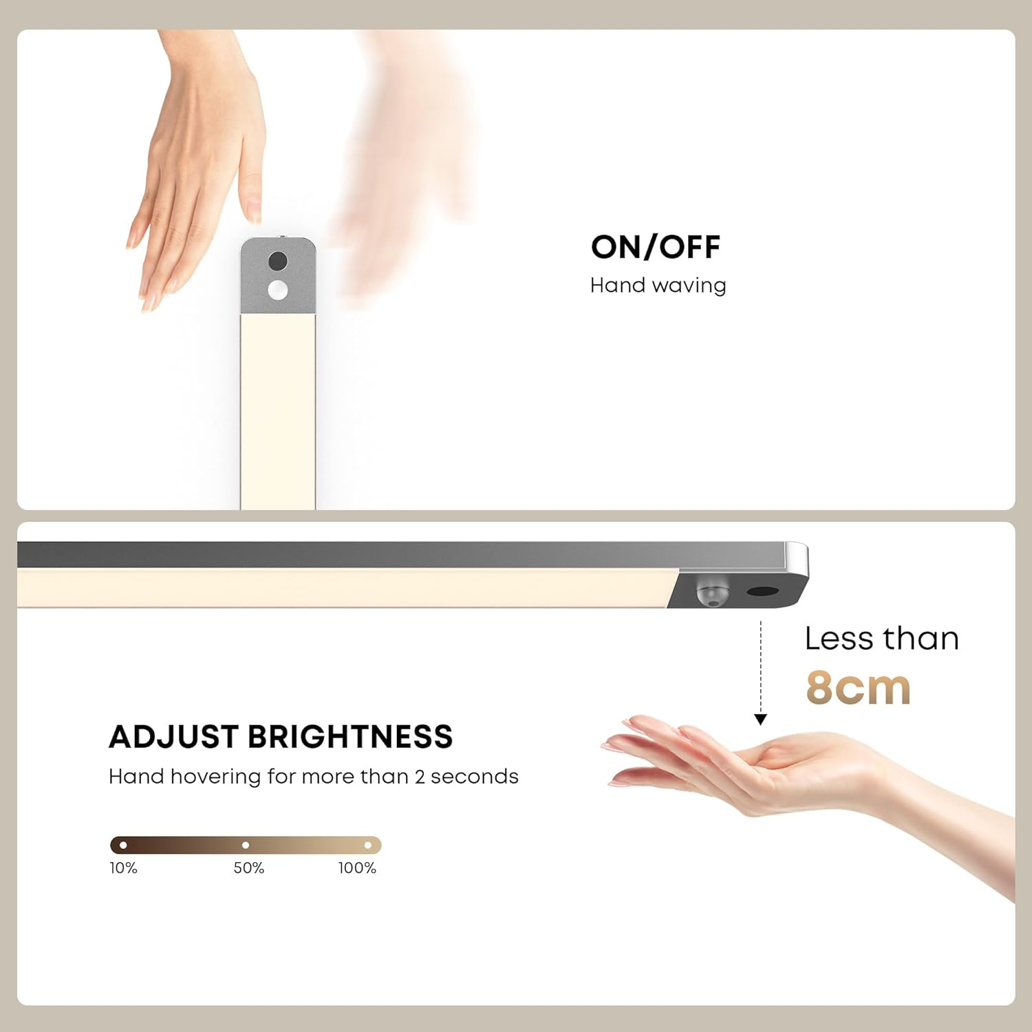 Cabinet Lighting LED Lamp with Hand Wave and Motion Sensor - 25 Cm 1500 Mah 4000 K Cabinet Light Under-Unit Light Kitchen Light - Rechargeable & Dimmable Showcase Lighting Wardrobe | Pack of 2 image number 5