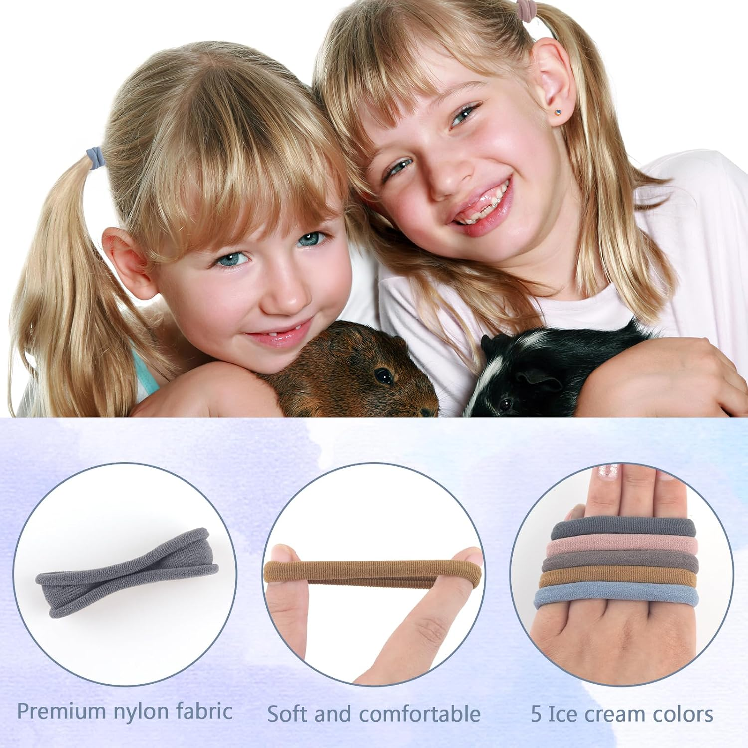 Pack of 30 Hair Bobbles Girls Colourful Hair Bobbles Women Colourful Elastic Cable Bobbles Girls Nylon Soft Hair Scrunchies for Girls Women Thick Curly Straight Hair (E-Morandi) image number 4