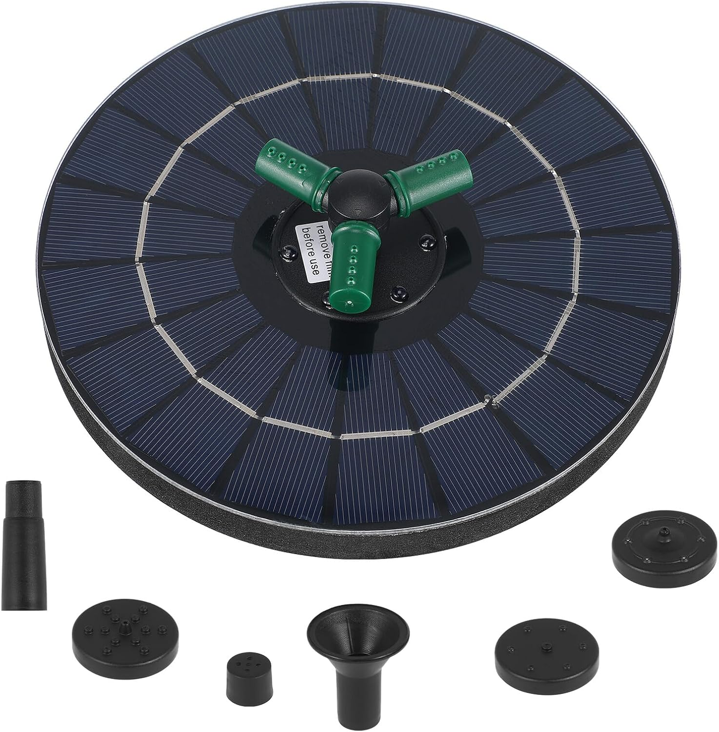 Solar Powered Floating Fountain Pump with Heads and Colorful LED Lights for Garden Bird Baths Pools Ponds and Outdoor Water Features image number 2