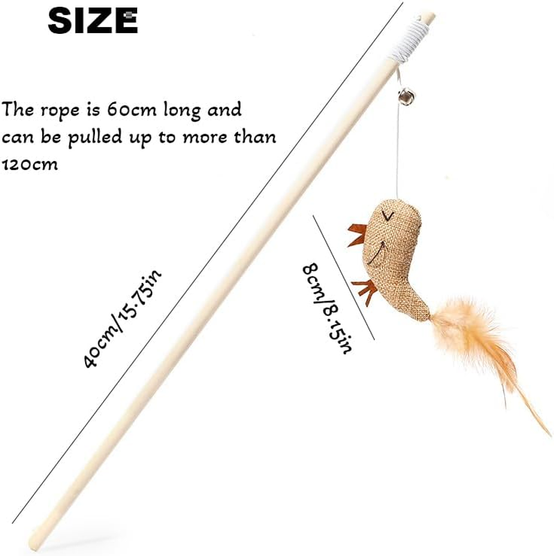 Cat Toy,Cat Interactive Toys,Squeak Cat Teaser Wand Toys, Interactive Bird Toys for Indoor Kittens, Sustainable 40 Cm Long Wooden Handles, Fun Exerciser Playing Toy for Kittens or Cats image number 5