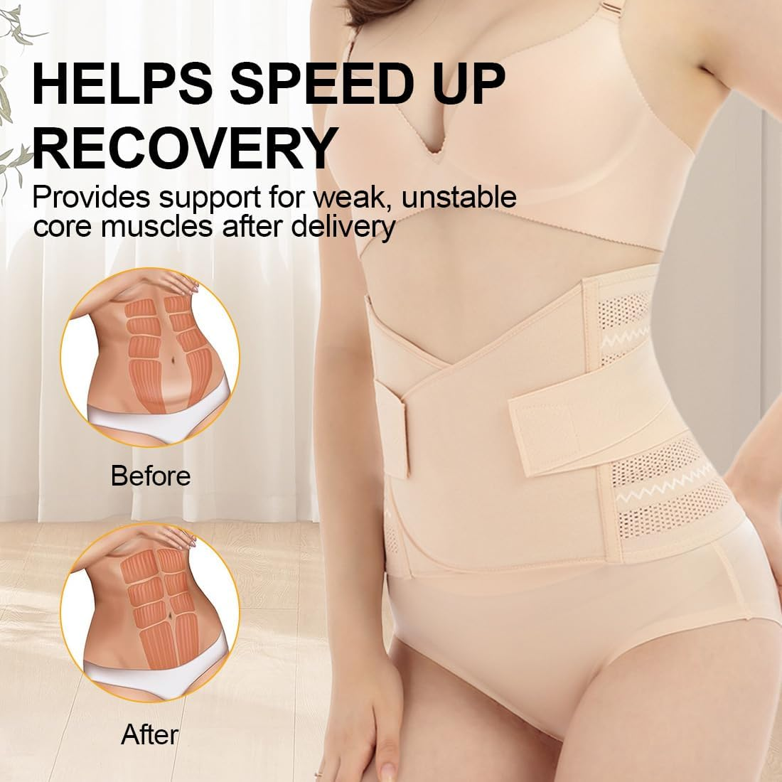 CATOR Postpartum Belly Strap, 3-In-1 Pack for Postpartum Recovery, Postpartum Belly Wrap, Abdominal Band for Pregnancy, Maternity - Belt for Women Body Shaper - Skin Colour image number 3