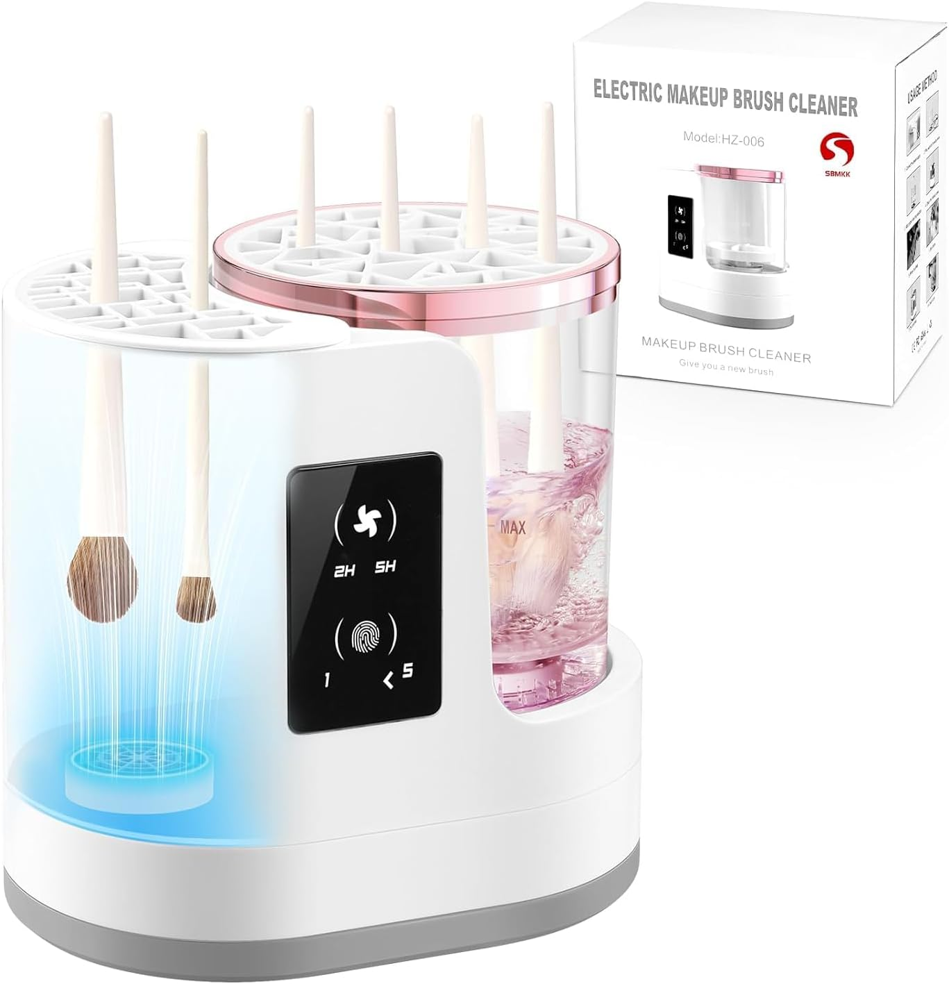 3-IN-1 Electric Makeup Brush Cleaner Machine and Dryer, SBMKK Automatic Make up Brush Cleaner Tool, for All Size Brush Sponges Beauty Cosmetic Set image number 5