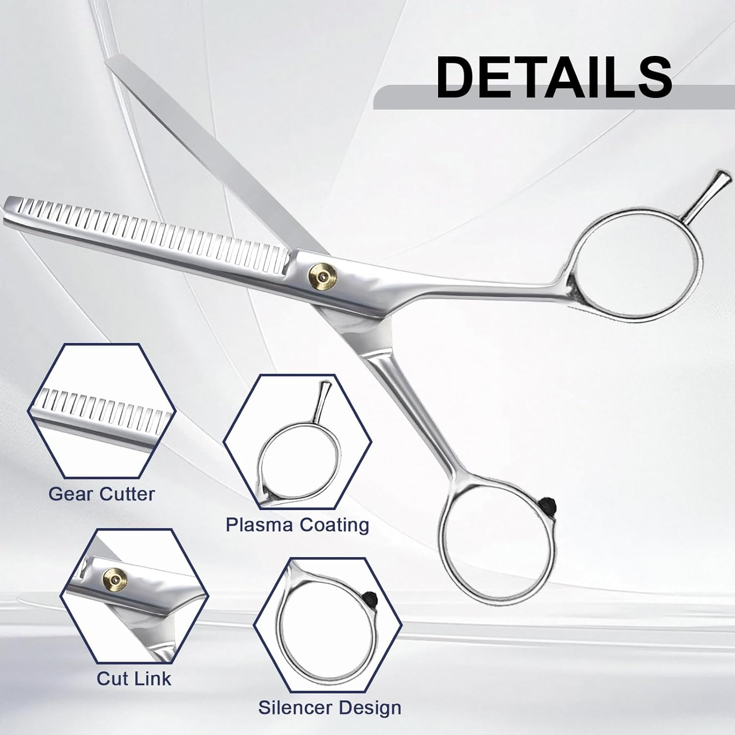 Hairdressing Scissors, Professional Hair Cutting Scissors, Scissors Hair Cutting with Comb and Leather Case, Hair Scissors, Rustproof, Hair Scissors for Men, Women image number 6