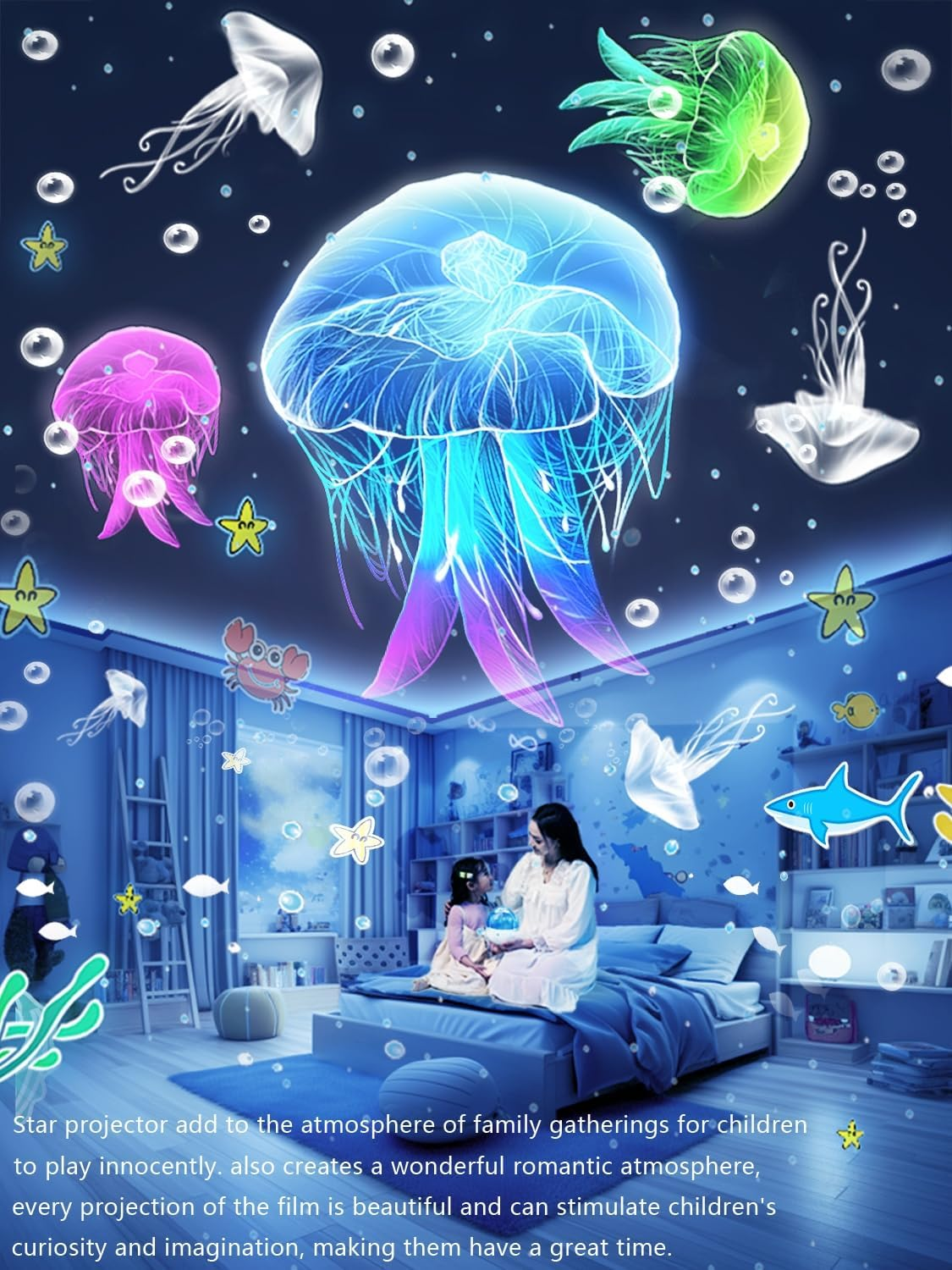 21 Sets of Films + Night Light for Kids, Kids Night Light Projector for Bedroom, Ceiling, Projector Night Night for Baby Girls with 360&deg; Rotation, Birthday, Christmas, Nursery, Room Decor image number 5