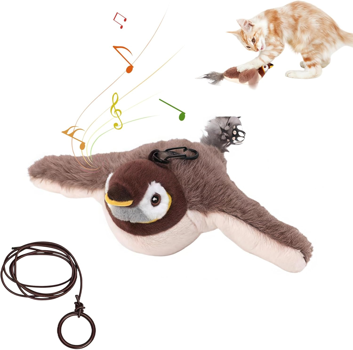 Interactive Cat Toys Flapping Bird,Plush Flying Bird Toy for Indoor Cats,Plush Kitten Exercise Toys, Touch Activated image number 5