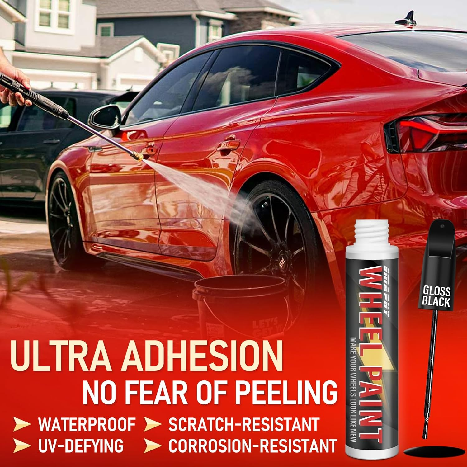 SMAPHY Black Rim Touch up Paint, Wheel Repair Paint Quick and Easy, Touch up Paint for Cars Wheel, Black Car Rim Paint for Car Wheel Repair, Universal Color for Rims (Gloss Black) image number 3