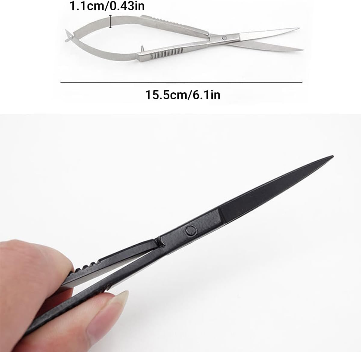 AIMALL Quarium Grass Tank Trimming Shears - Black Stainless Steel Spring Shears for Aqua Plants and Fish Tank Landscaping, 6.1 Inches