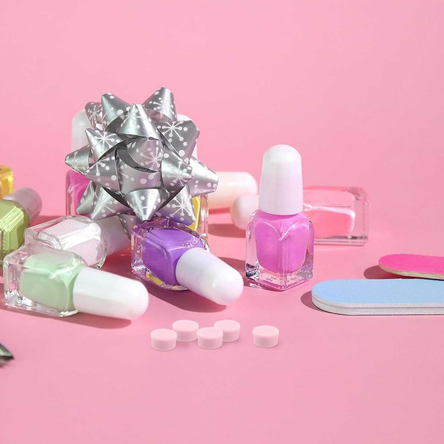 Healvian 40Pcs Spinning Nail Charm Bearings - Pink Plastic High-Speed Nail Art Rotating Shaft - 0.5X0.4 Inch Rotary Bearing for Fingernail Art Designs Crafting - Pink image number 4