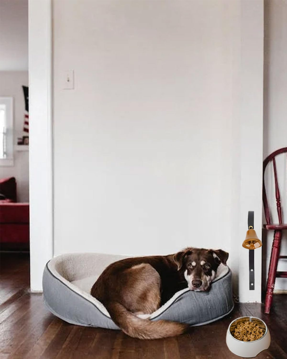 Goldtiger Dog Doorbell,Fixed Metal Dog Doorbell,Dog Bell for Door Potty Training,Bell for Dogs to Ring to Go Outside,Manual Assemble Wall Mounted Dog Door Bell (White) image number 5