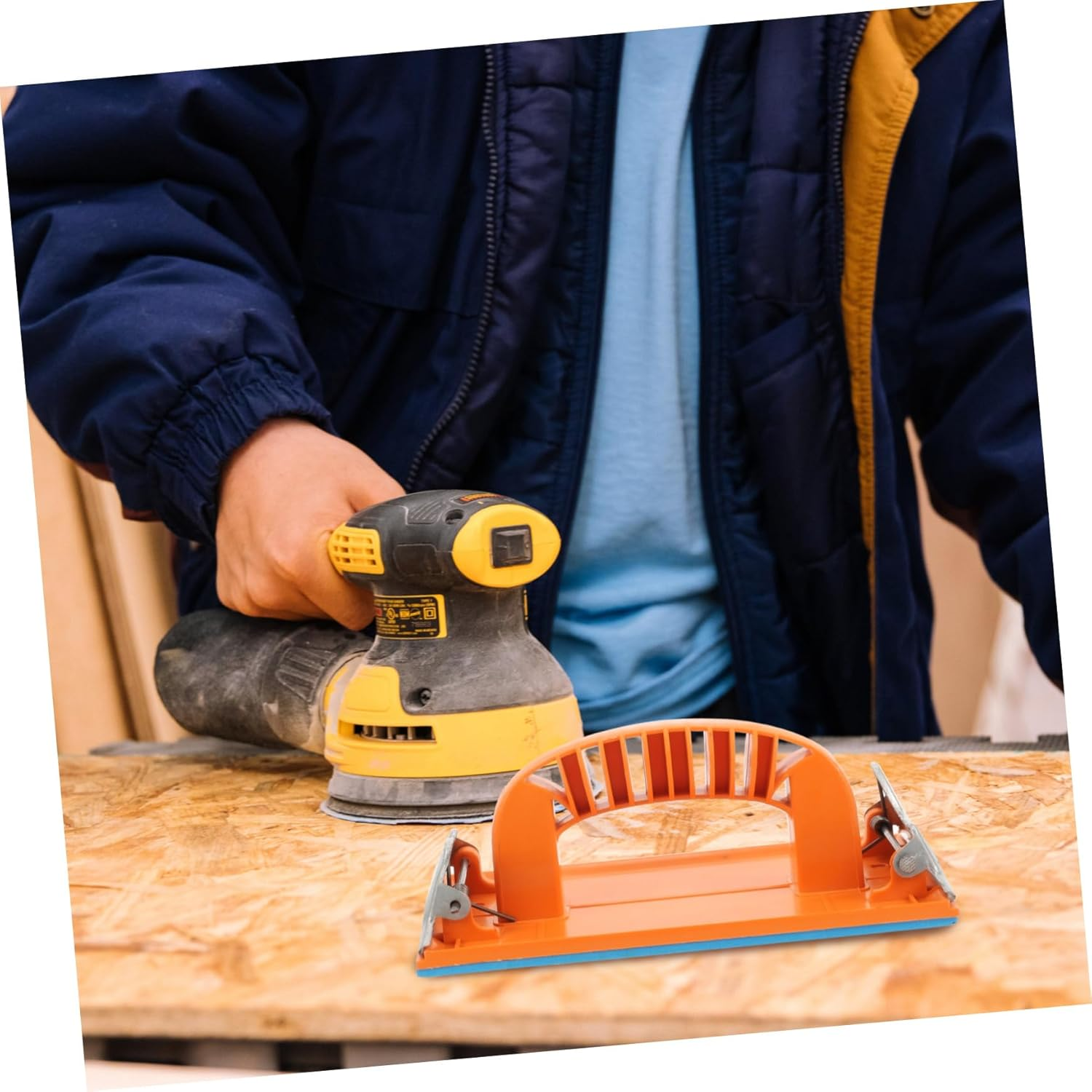 Angoily 2Pcs Self-Adhesive Sandpaper Holder Sanding Block with Hollow Design for Wall Corner Hand Sander Manual Woodworking and Automotive Sanding Tools