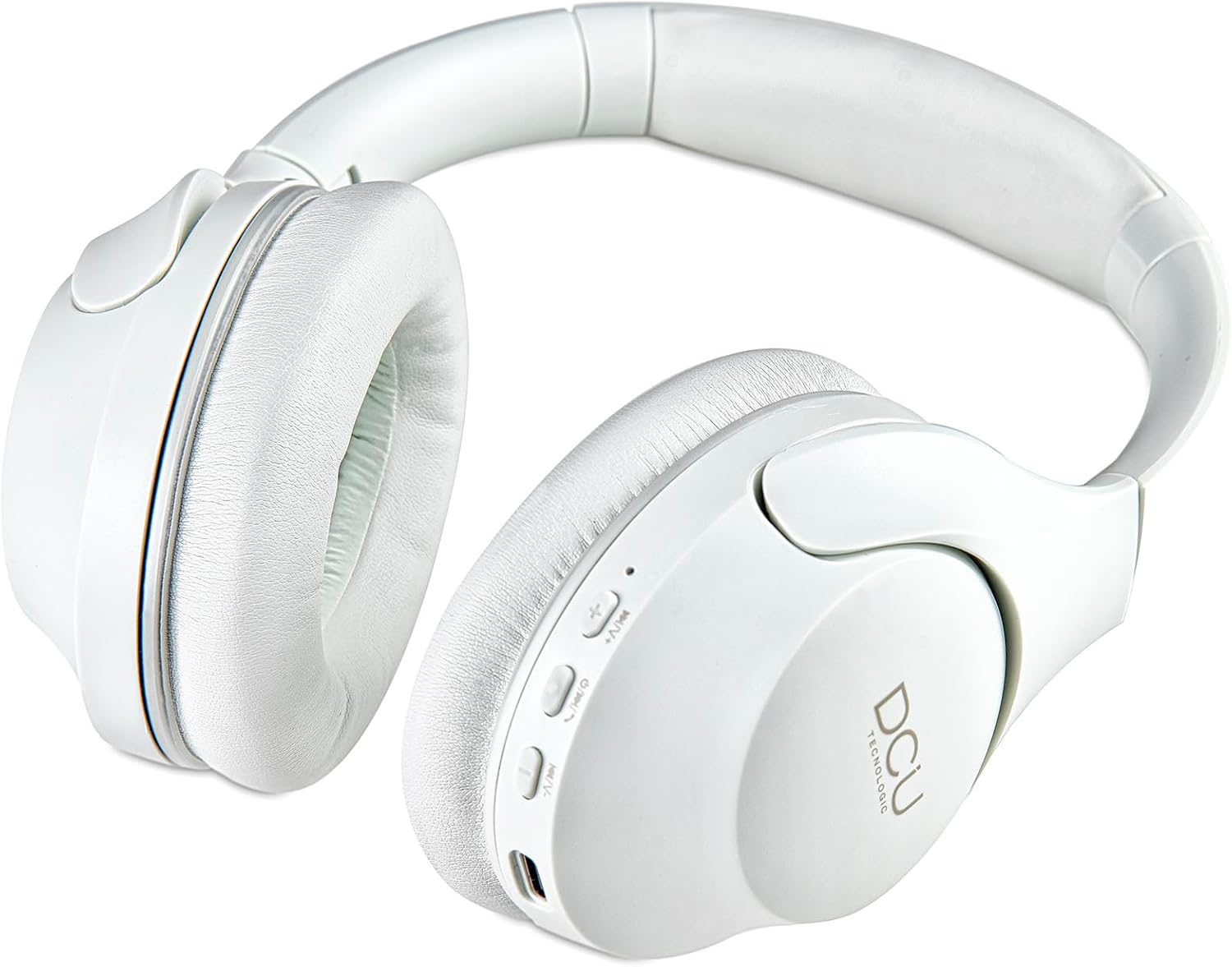 DCU TECNOLOGIC Wireless Bluetooth Headphones - 15 Hours of Use - USB-C Charging - Multifunctional Headphones with Foldable Headband - White image number 5