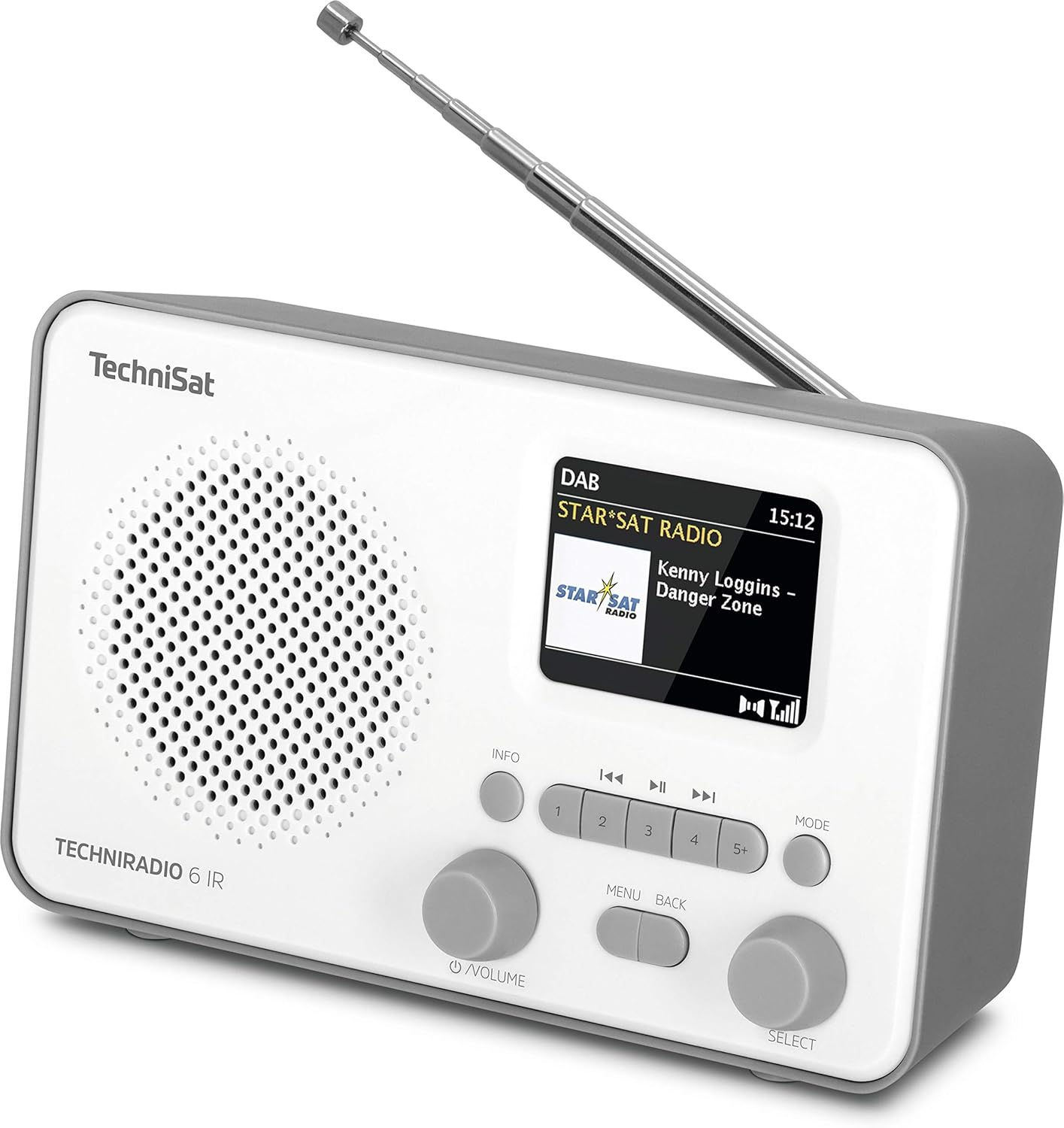 Technisat TECHNIRADIO 6 IR - Portable Internet Radio (DAB+, FM, Wifi, Bluetooth, Colour Display, Alarm Clock, App Control, Favourite Memory, 3 Watt RMS) Grey/White image number 1