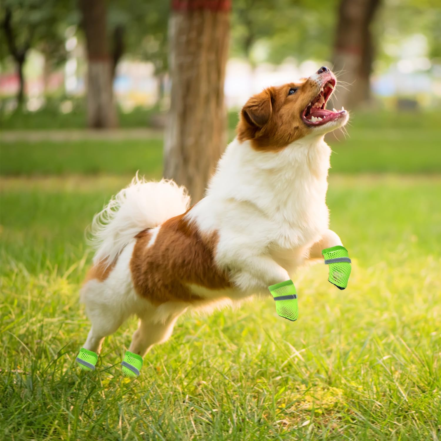 2 Pair Dog Sock, Dog Shoes Soft Mesh Boots Reflective Breathable Soft for Walking Injured Paws for Hot Weather (S) image number 4