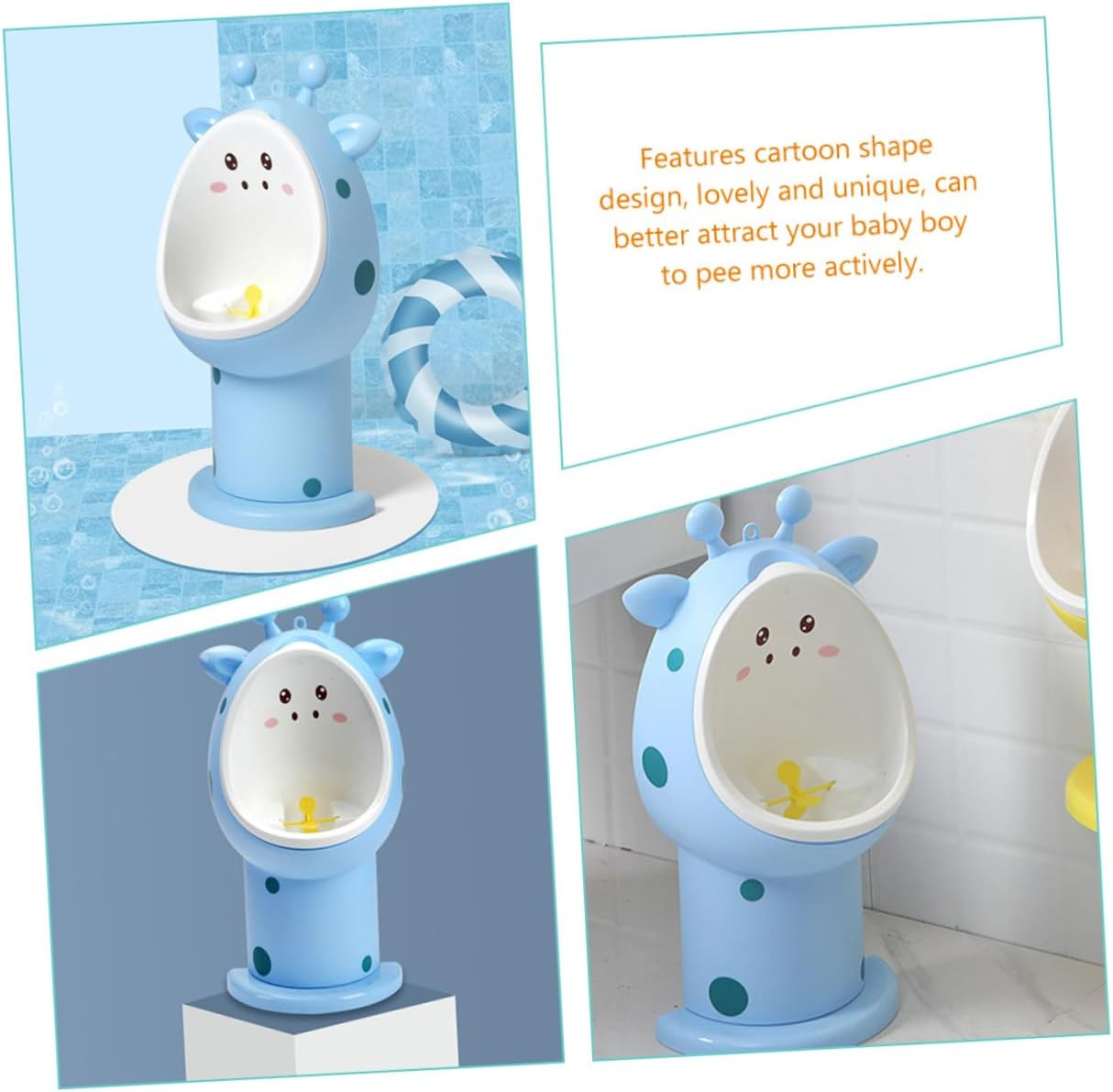 Generic Toddler Boys Urinal Standing Potty Training Toilet with Adjustable Height and Pinwheel Aim Assistant for Easy Cleaning image number 4