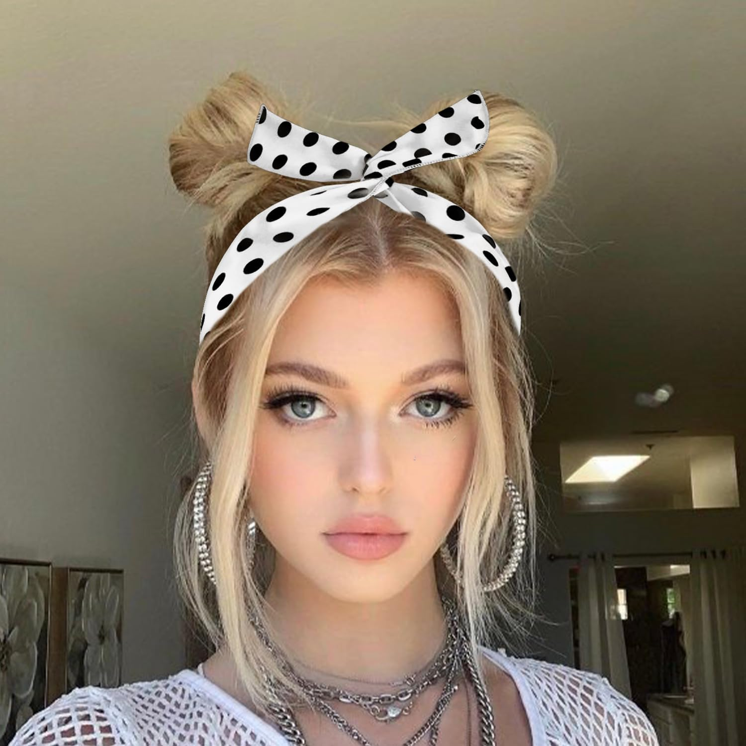 3 Bowknot Polka Dot Headbands, Fashionable Hairstyle Accessories, Streamer Silk Scarf Headpiece, Daily Dress Hair Accessories image number 5