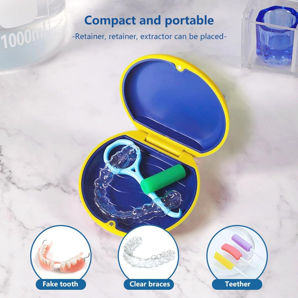 Aligner Case, Retainer Case, Braces Box,Denture Holder Case Small with Magnetic Closure and Silicone Textured Line,Mouthguard Case Holder Protective Case for Oral Care Dentisty. (Black) - Black image number 6