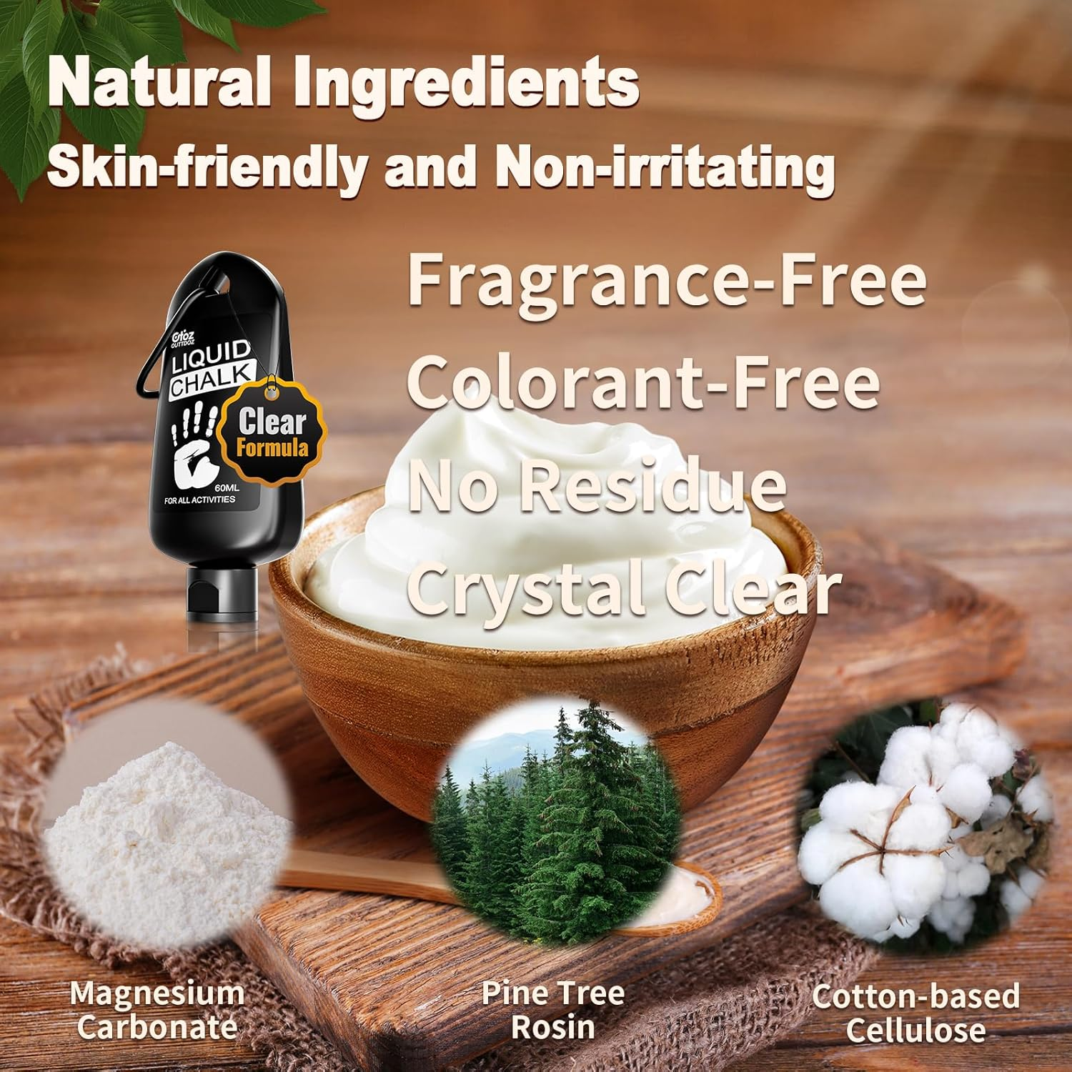 OUTTDOZ Clear Liquid Chalk, Dry Hands Non Sticky Grip Enhancer, Transparent Anti-Slip Solution for Gymnastics Cheerleading Pole Dancing Tennis Golf Pickleball Badminton and All Sports. image number 2