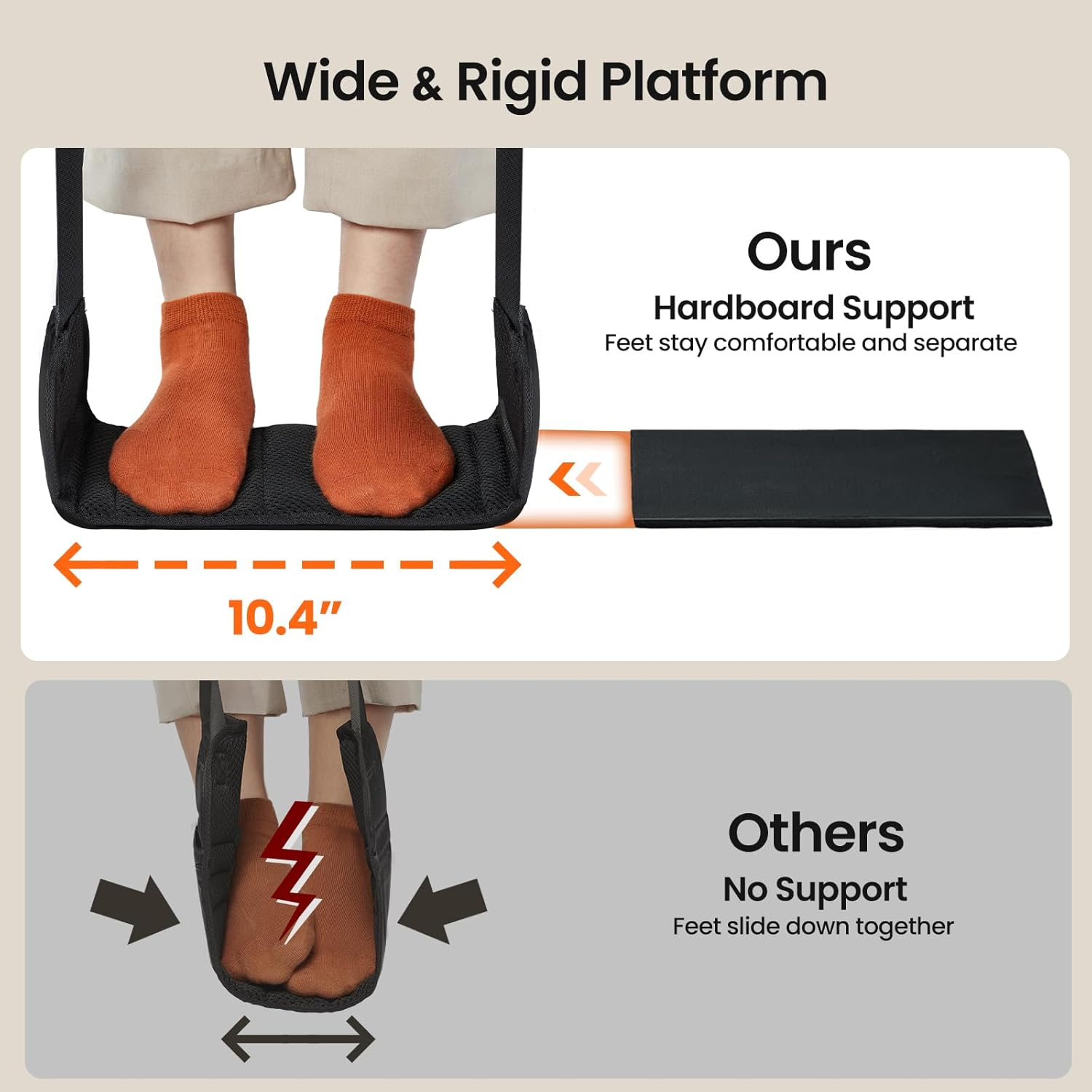 Ergear Foot Hammock for Plane, Wide Airplane Foot Rest with Hardboard Support, Portable Adjustable Foot Hammock, Travel Accessories for Long Flight image number 2