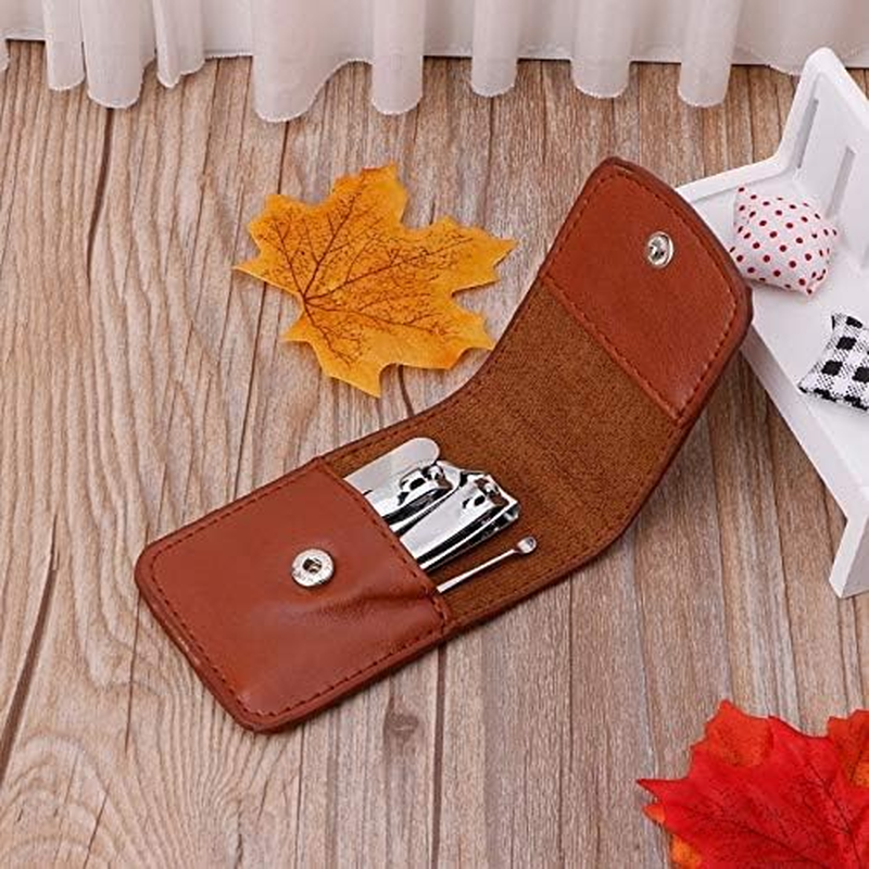 4Pcs/Set Pedicure Manicure Set Stainless Steel Nail Clippers File Ear Pick Kit with Leather Case 10X6Cm Zhengpingpai image number 4