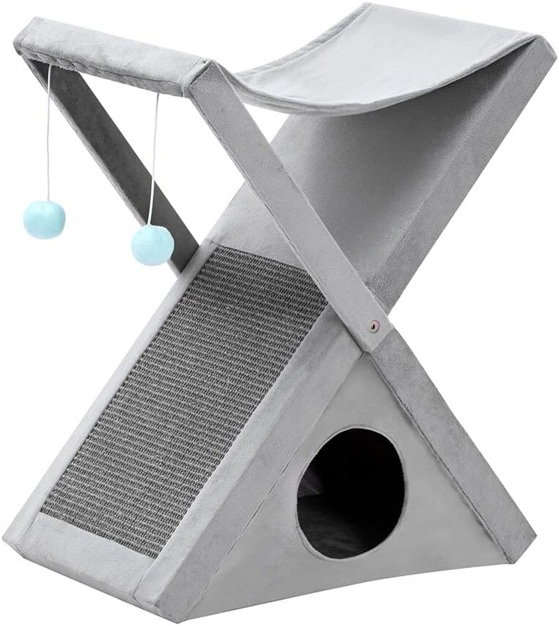 YES4PETS Grey Cat Scratching Tree Scratcher Post Pole Furniture Gym House image number 2