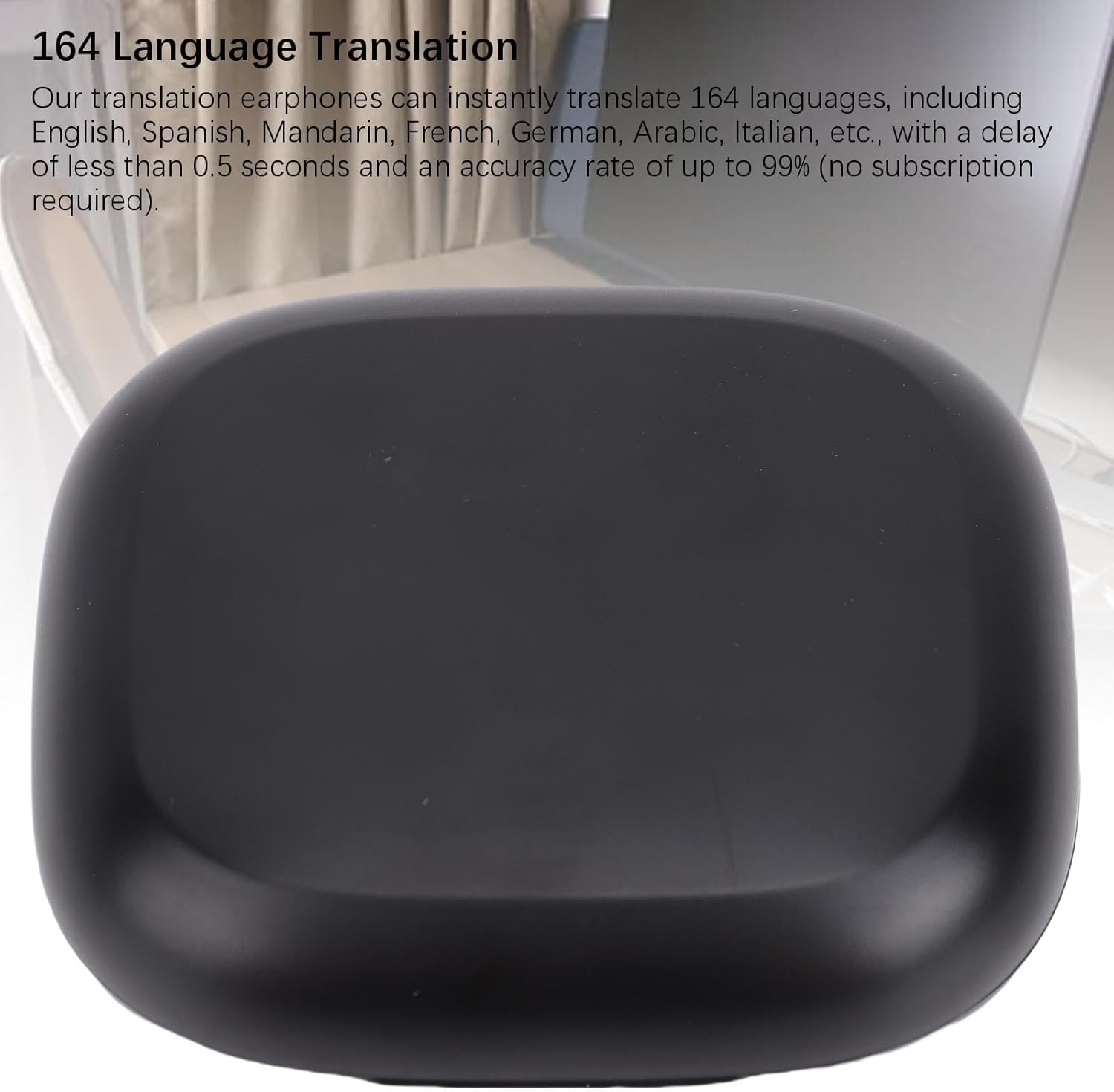 Jectse Wireless Translation Earbuds 164 Languages Real Time Translation Speaker Mode for Business Meetings PC ABS (Black)