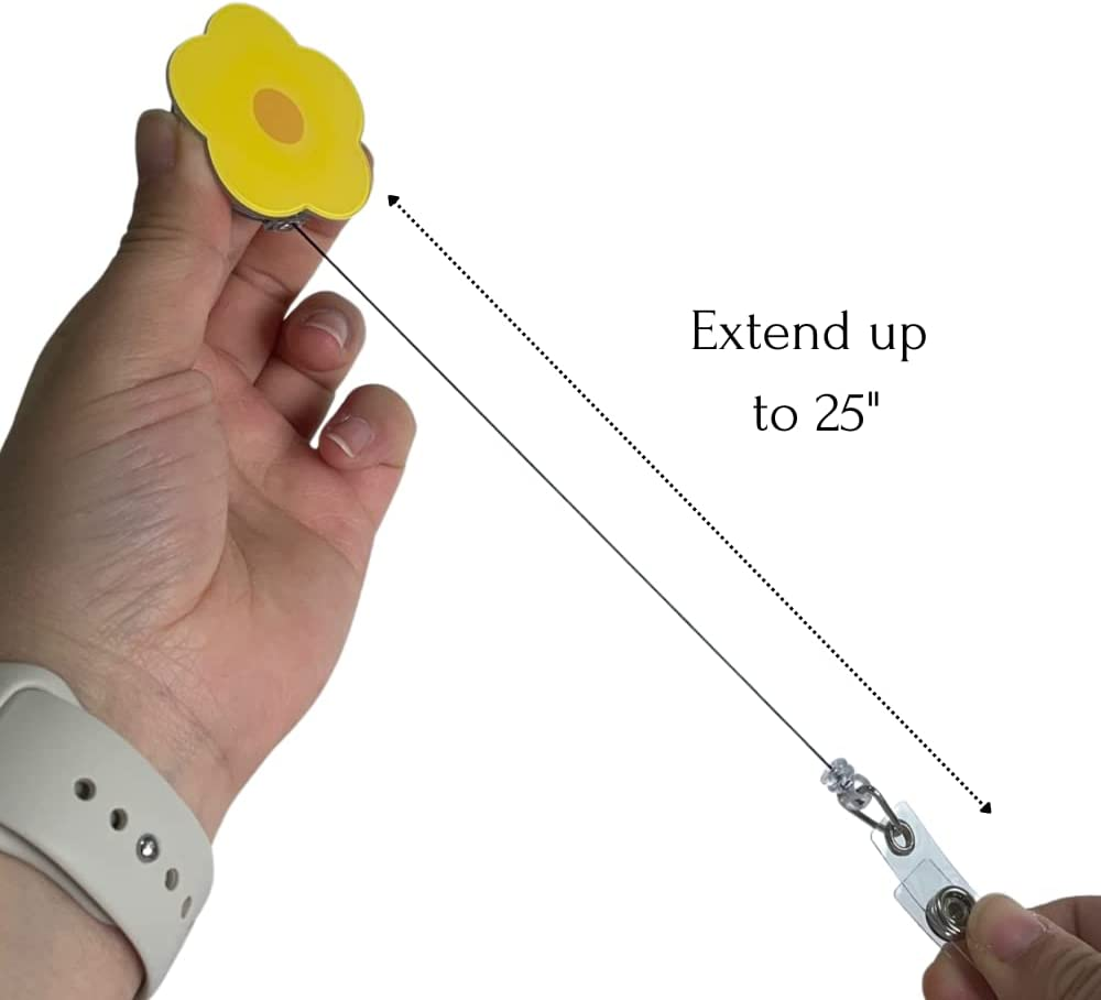 7 PC Cute Badge Reel Retractable Flower Sunflower Floral Nurse Badge Holder Clips Reels | ID Name Clip Tag for Nursing Nurses Hospital Teacher Pediatric Pharmacy Medical Lanyards Accessories image number 1