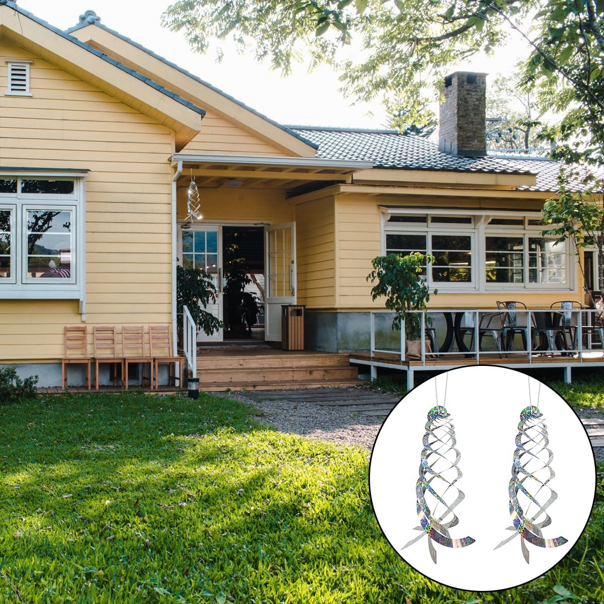 Bird Repellent Spiral Reflectors, 2 PCS Hanging Reflective Bird Deterrent Devices for Scare Pigeons and Other Small Birds (40Cm) image number 5