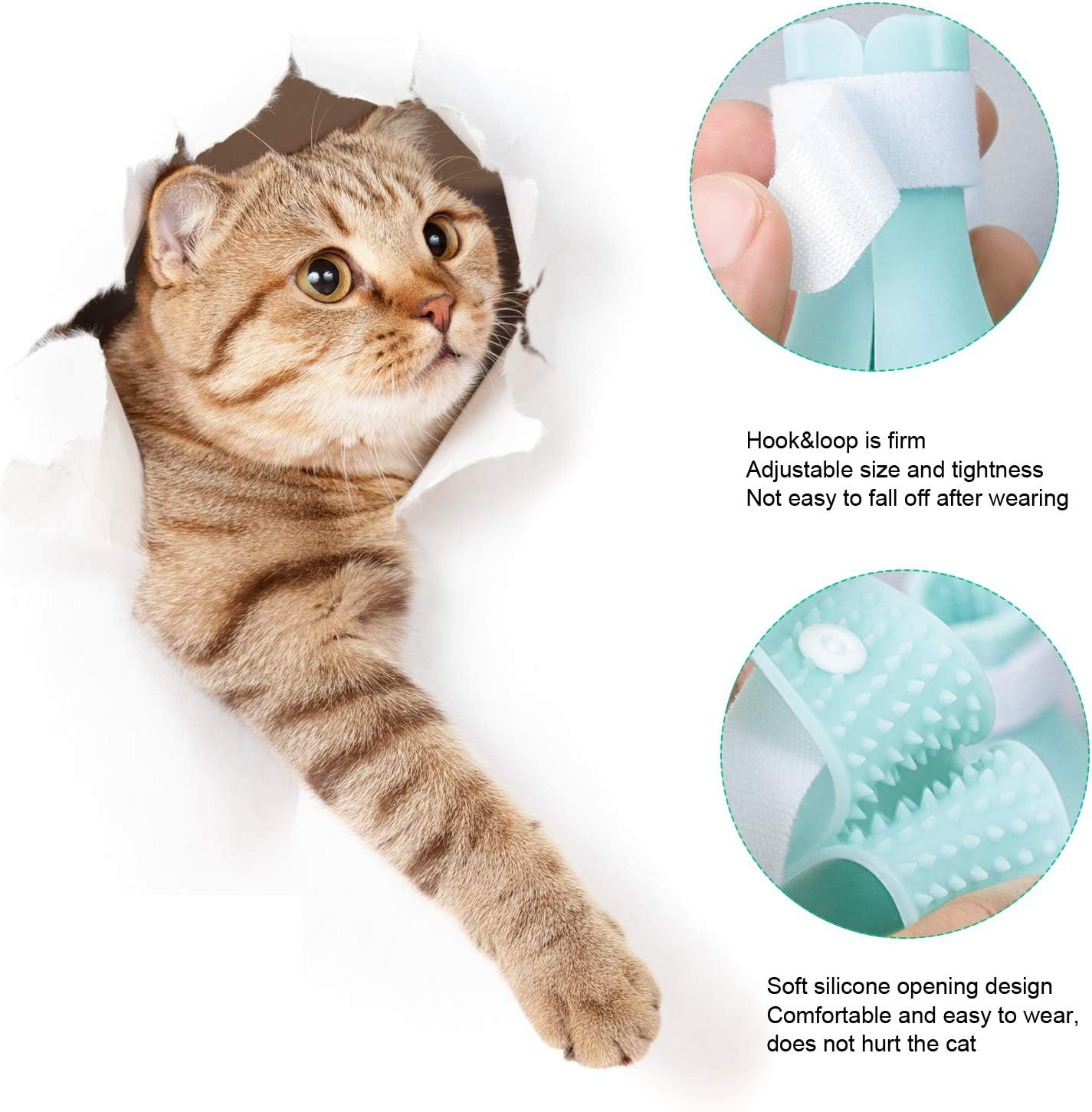 Silicone Cat Shoes, Silicone Cat Shoes, 7 X 4 Cm, Tightly Adjustable, Pack of 4 Cat Scratch-Resistant Boots, Cat Shoes Boots, Anti-Scratch Boots, for Cat Bathing, Hair Cutting (Green) image number 4