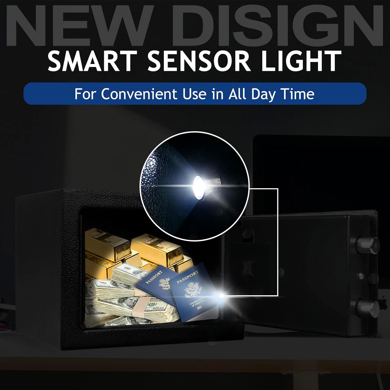 Small Safe Box Home Safe, Personal Safe Box Money Safe, Steel Mini Safe Box Keys, Digital Safety Box Sensor Light, Money Lock Box Fireproof Money Bag (0.23 Cubic Feet) KF - SAB - B01 Red image number 2