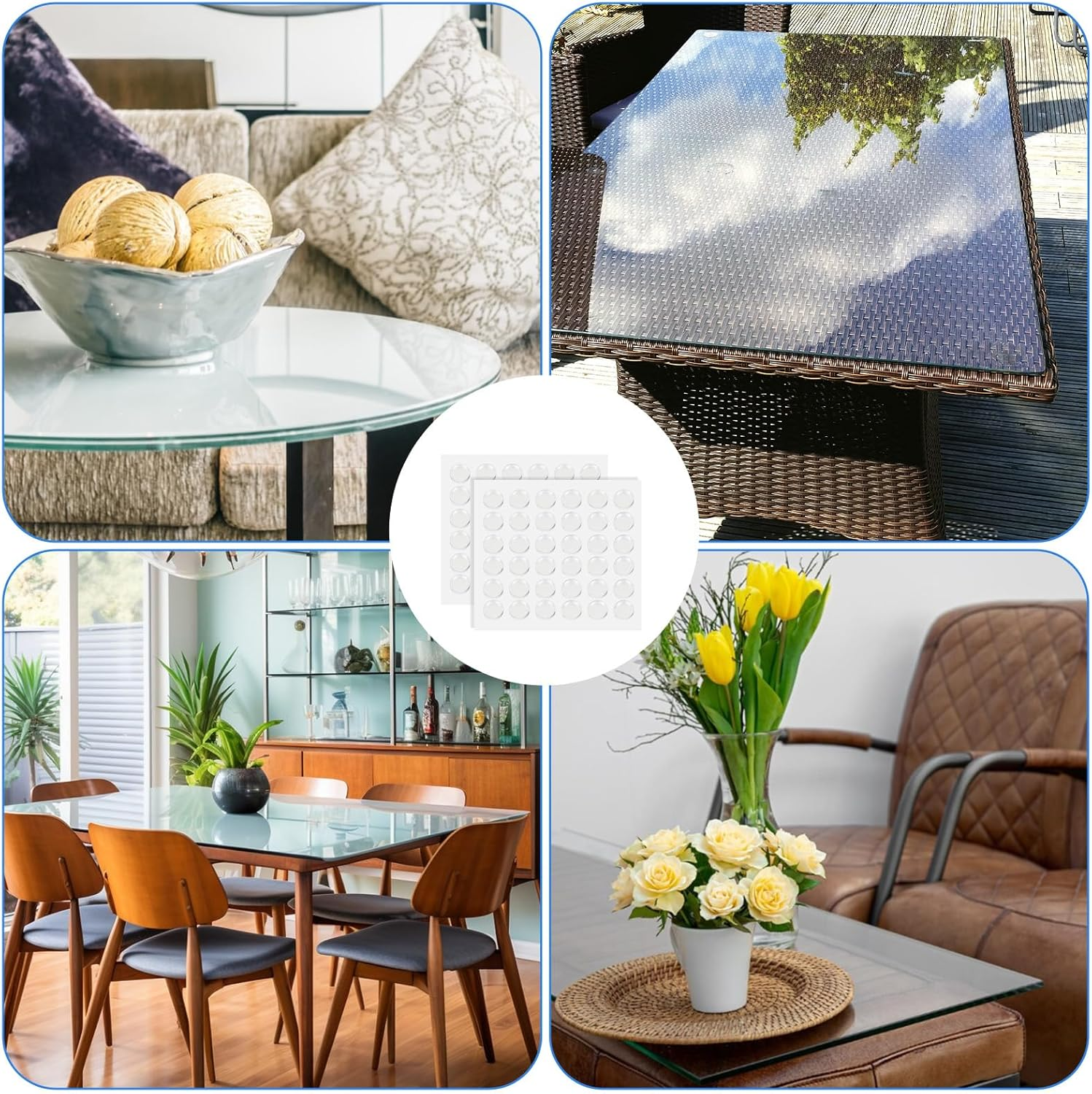 72Pcs Glass Table Top anti Slip Pads Bumpers 15 * 2Mm Clear Silicone Bumper Pads Rubber Cabinet Bumpers Dots for under Glasses Non Slip Furniture Pad Self Adhesive image number 2