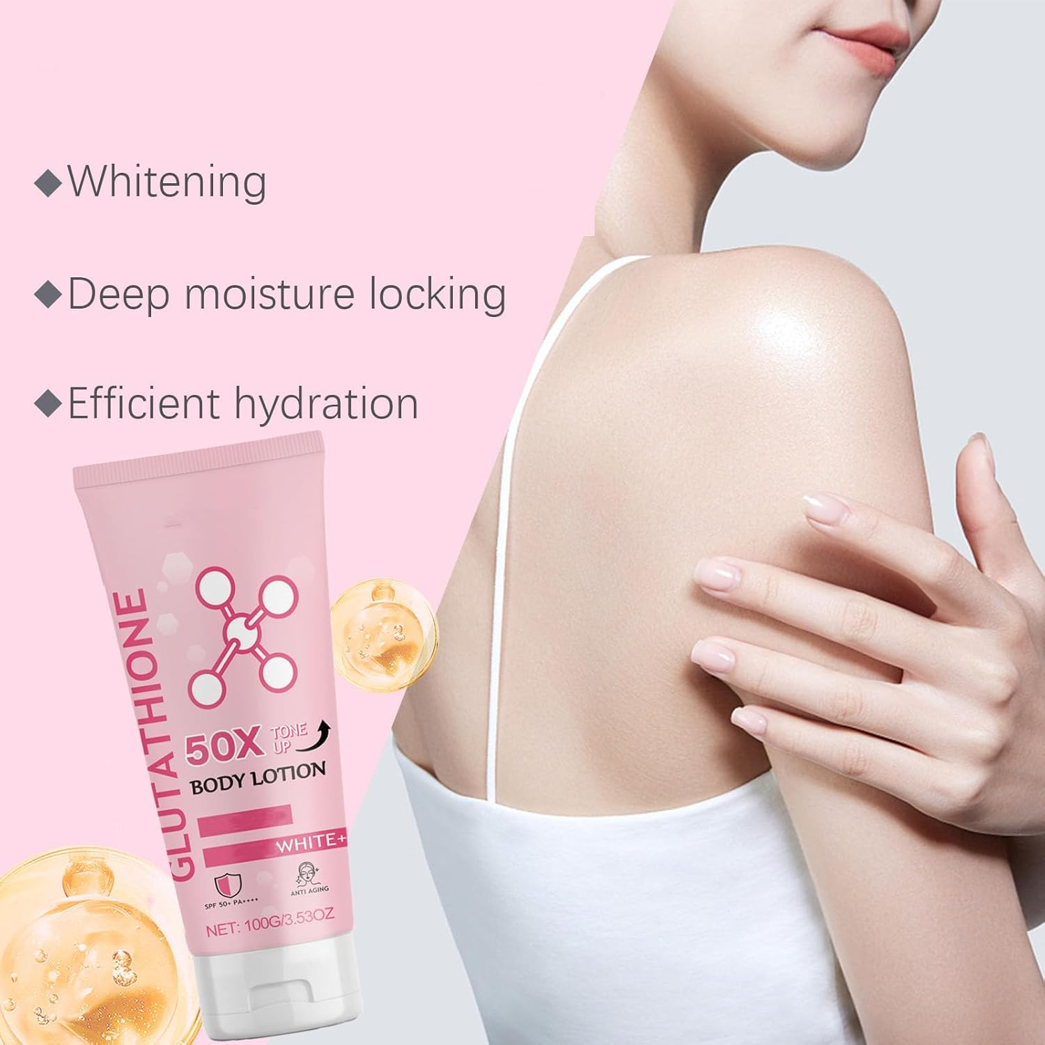 Glutathione 50X Tone up Body Lotion, Glutathione Body Lotion, Moisturizing and Soft Skin,Fair and White Body Lotion for Dry Skin, Firming & Revitalizing for All Skin Types, All over Body Lotion (3Pcs) image number 3