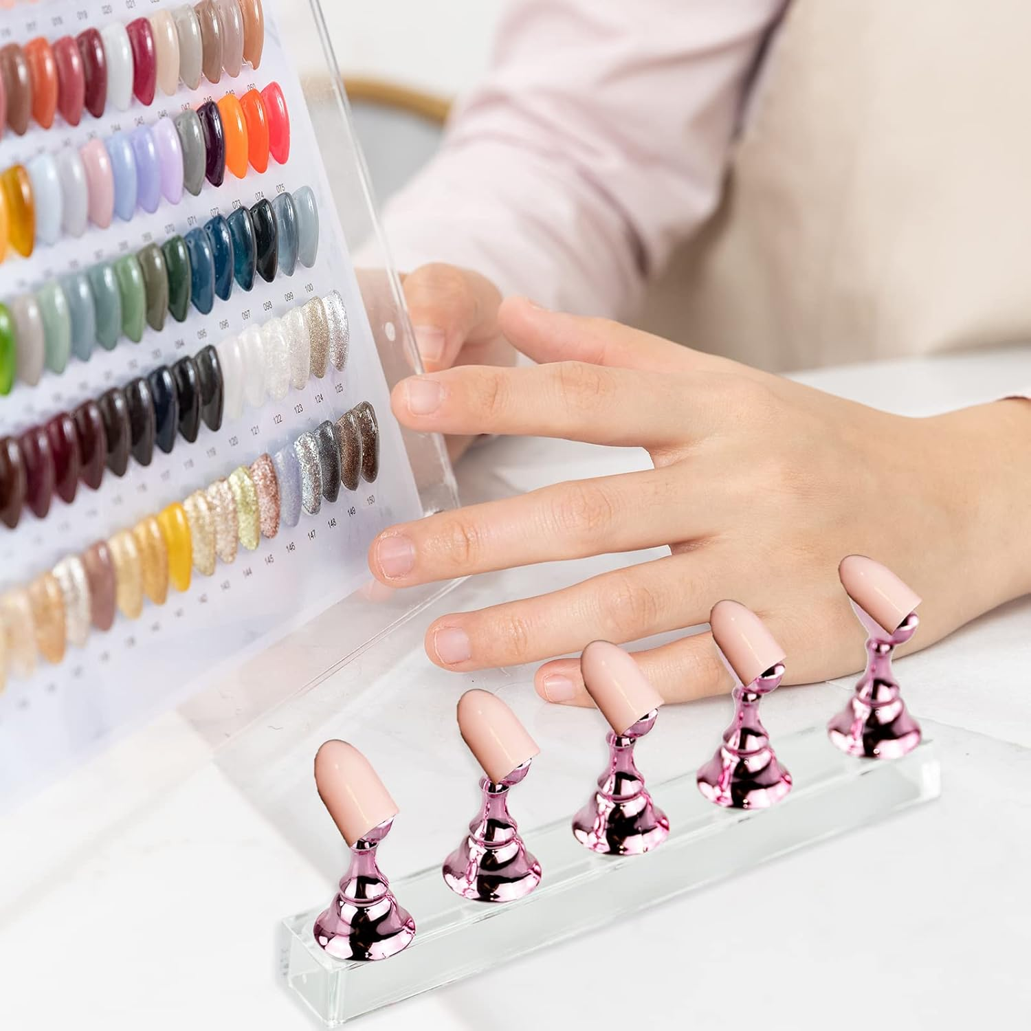 False Nail Stand Displayer Holder for Nail Art Practice Transparent Acrylic, Transparent Acrylic Nail Holder, False Nail Stand Manicure Nail Displayer, Nail Practice Show Board image number 5