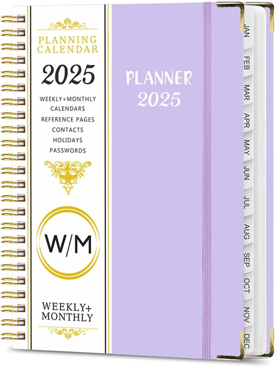 Lejapwat 2025 Planner with Monthly Tabs, Weekly and Monthly Diary Notebook, A5 Hardcover Planner with Inner Pocket from January 2025-December 2025 (Black)