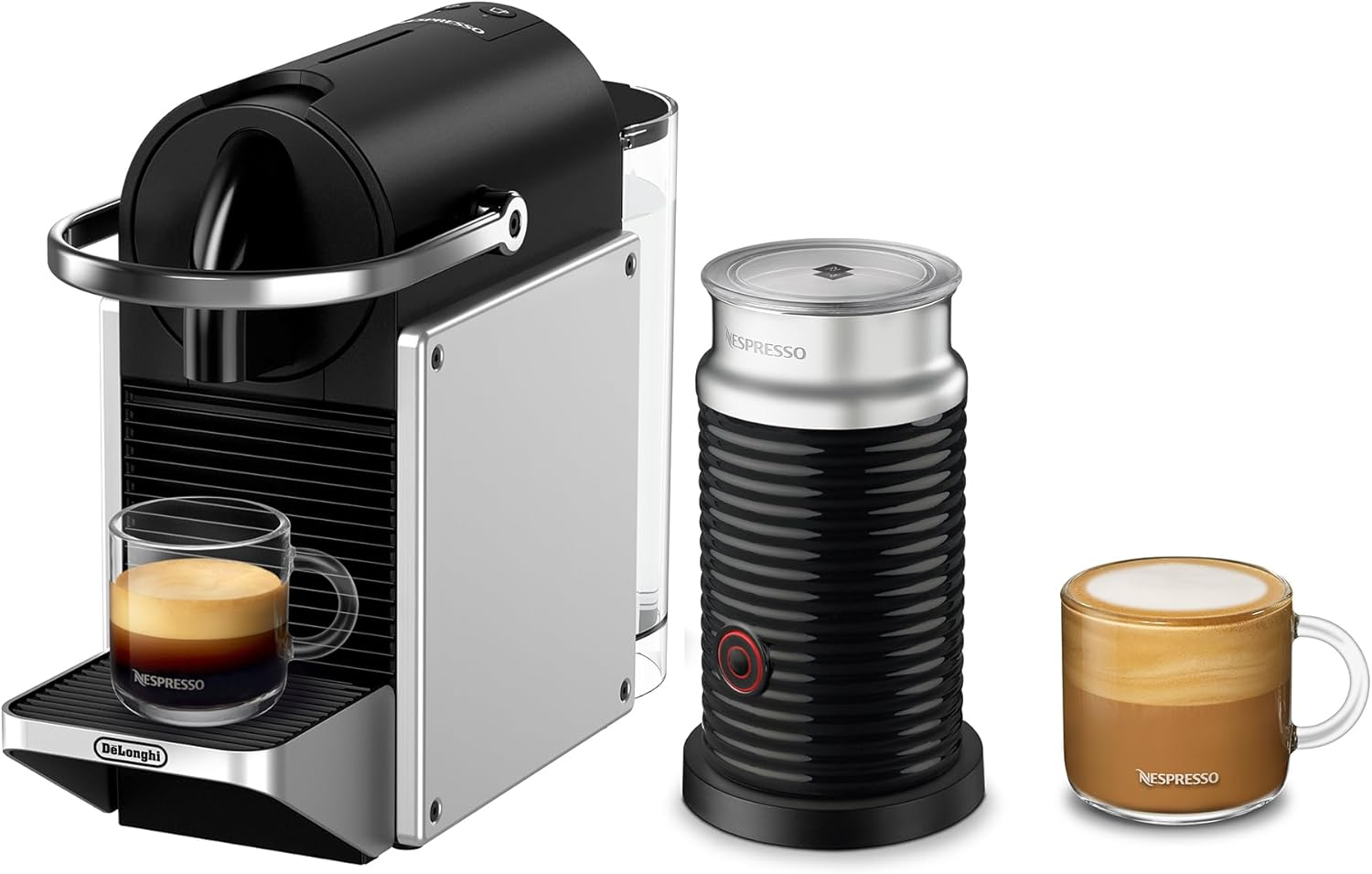 De'Longhi Nespresso Pixie & Aeroccino3 EN127SAE, Capsule Coffee Machine with Milk Frother, Espresso + Lungo Coffee, ECO Mode, Aeroccino Included, 19 Bar Pressure System, Welcome Pack Included, Silver image number 3