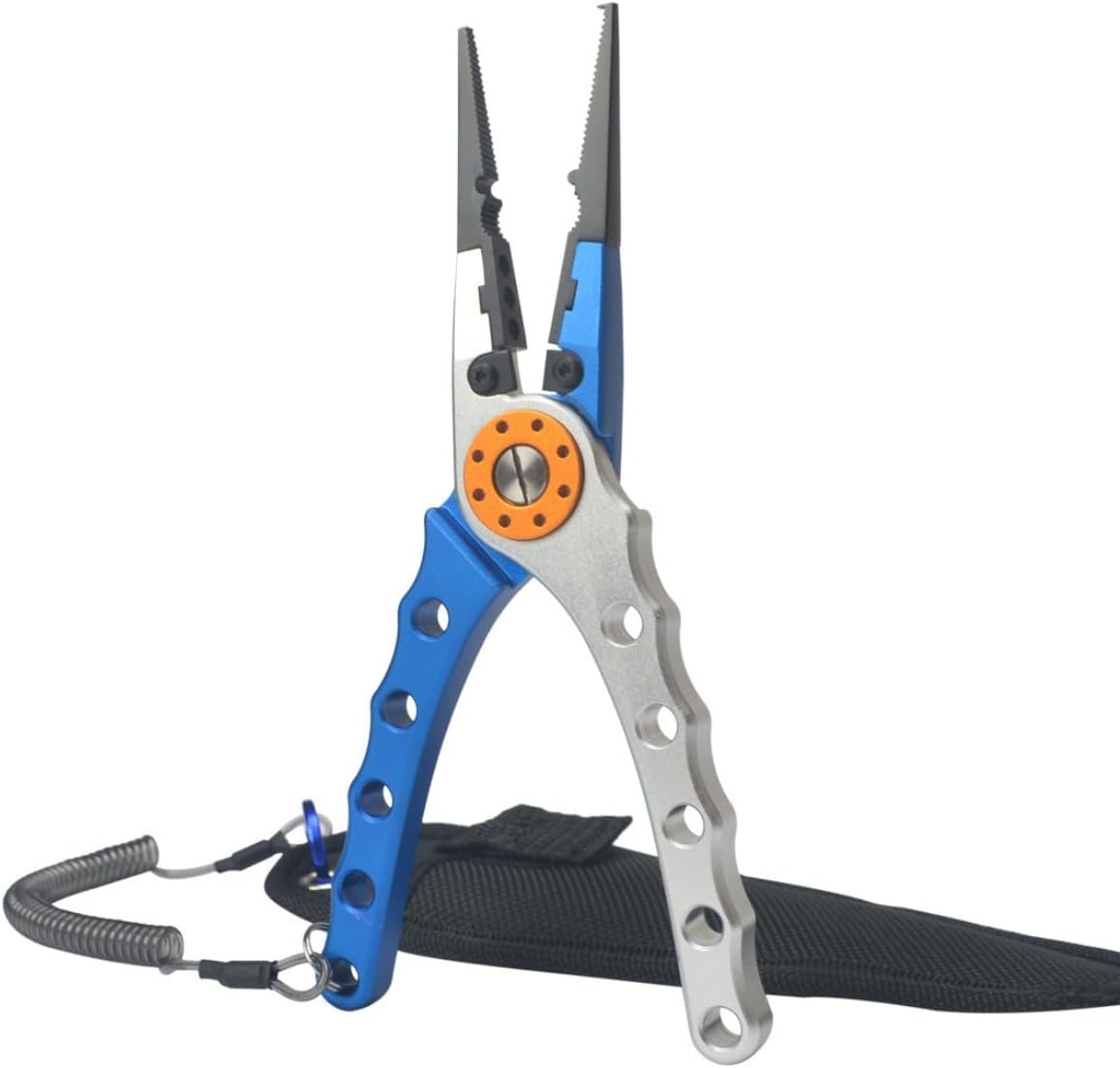 YAOYAOLING Stainless Fishing Pliers,Needle Nose Fishing Pliers,Braided Fishing Line Cutting and Split Ring with Coiled Lanyard and Sheath image number 3