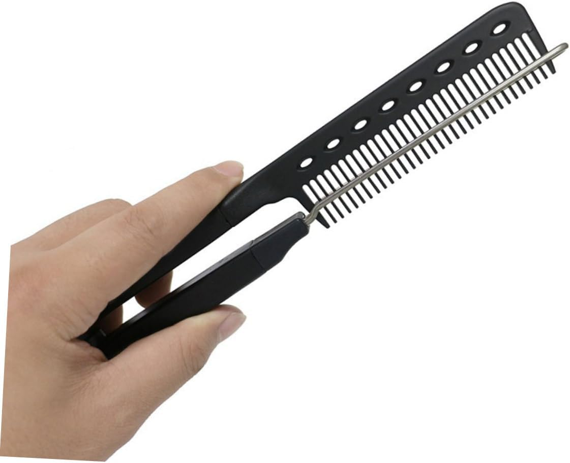 CLISPEED 1Pc Shaped Hair Straightening Comb Brush Tool for Effortless Hairstyling Compact and Lightweight Design for Travel and Daily Use Black image number 6