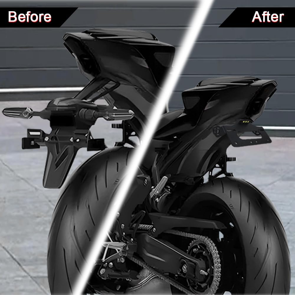 Xitomer Tail Tidy Fit for MT-07 FZ-07 2021-2024, YZF-R7 2021-2025 Fender Eliminator Bracket with LED License Plate Light for OEM &Aftermarket Turn Signal image number 5