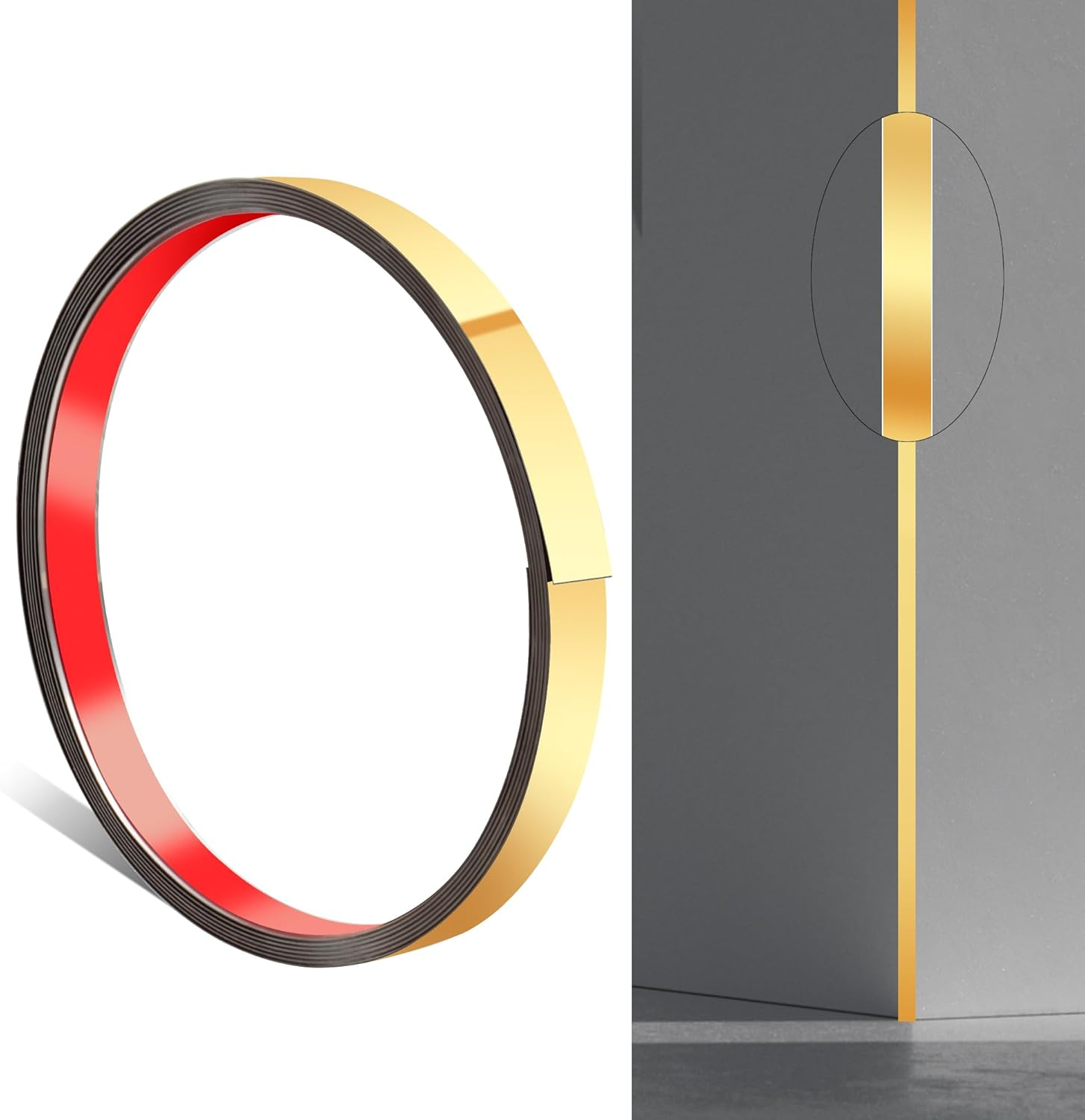 JUNART 600Cm&times;1Cm Stainless Steel Wall Molding Trim,Peel and Stick, Flexible Self-Adhesive Metal Trim for Fireplaces, Mirror Frames, Walls, Ceilings, Floors, Tiles(Silver)