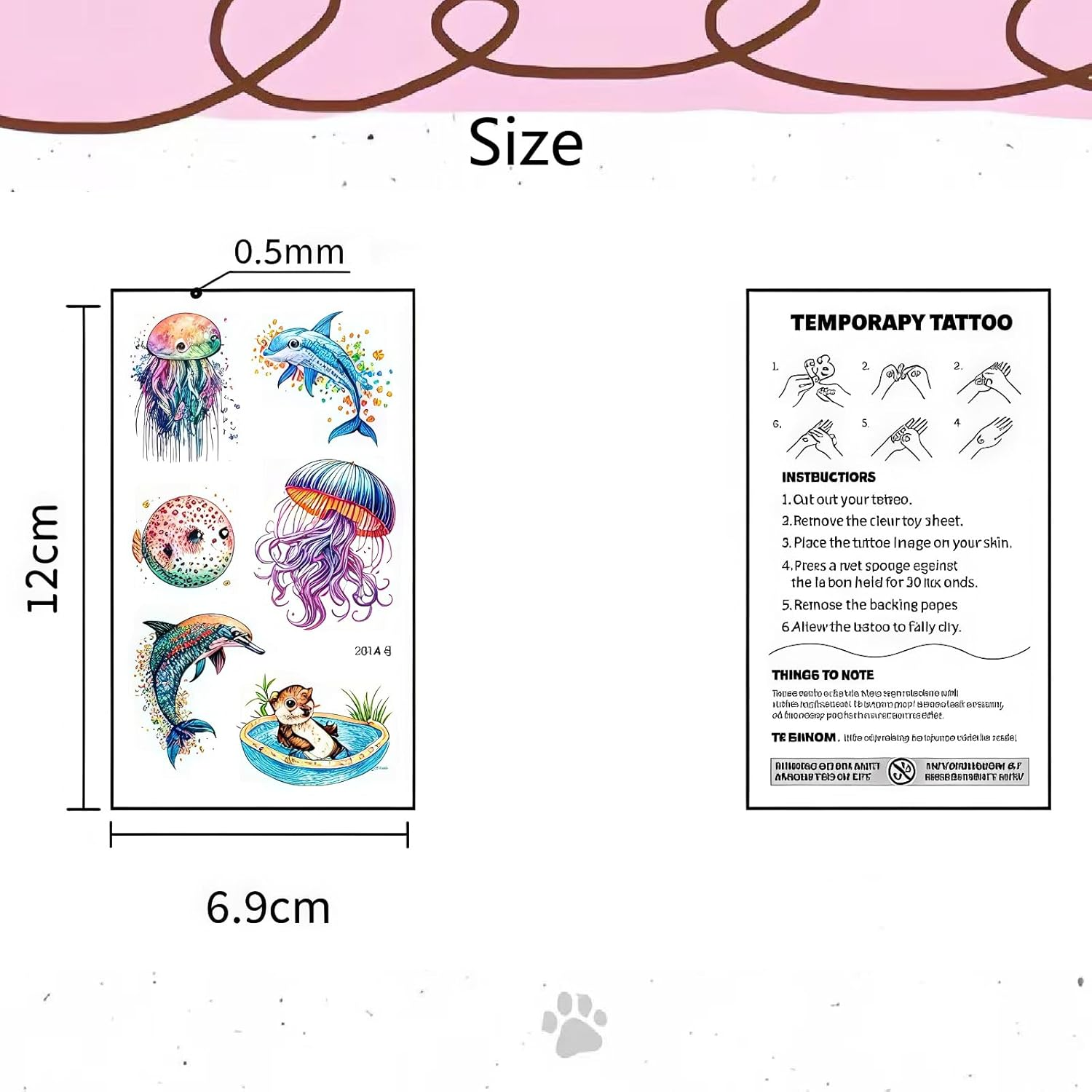 BUYLONG Sea World Painted Animal Tattoo Stickers - Kids Water Colour Animal Temporary Tattoos 67 Styles for Girls Boys Body Arm Shoulder Tattoo Stickers Birthday Party Decoration Supplies Kids Gifts image number 1