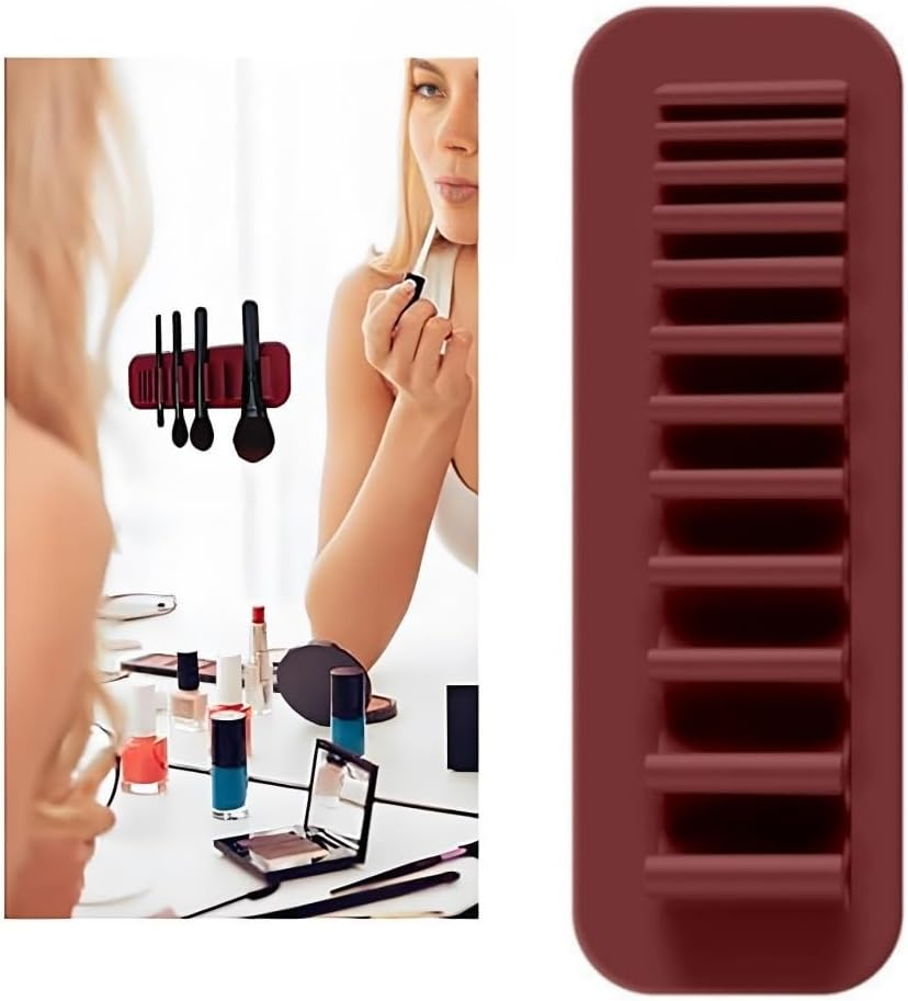 Silicone Wall-Mounted Makeup Brush Toothbrush Holder - Multifunctional Drying Rack Organizer for Cosmetic Brushes, Travel Storage, and Home Bathroom (Space-Saving Design) image number 3