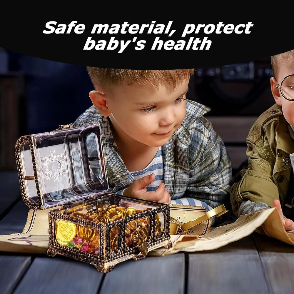 Plastic Pirate Treasure Box,Pirate Party Accessories,Pirate Chest,Item Storage Containers,Vintage Transparent Pirate Case,For Kids Party Decoration image number 5