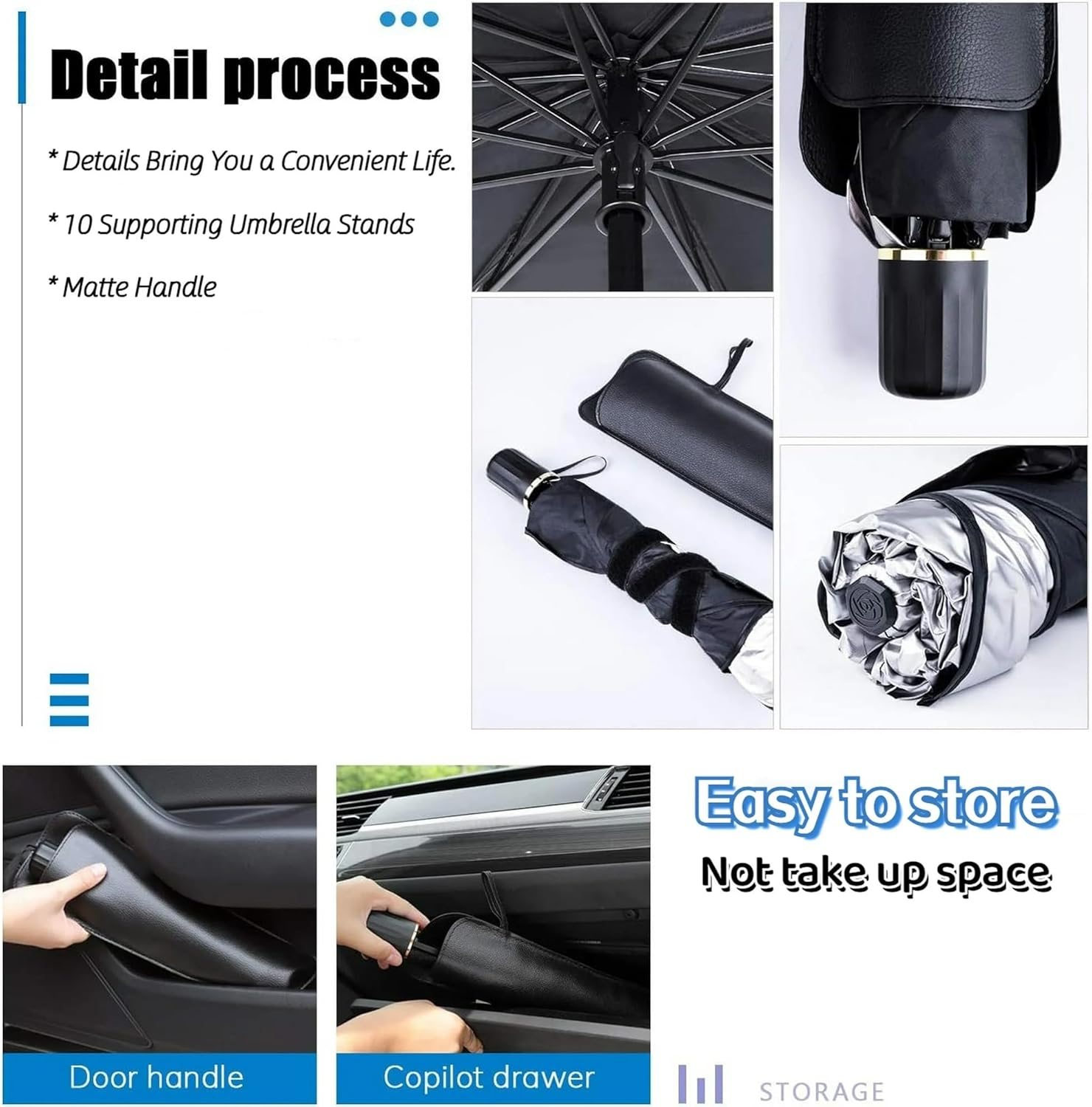 Windshield Sun Shade for Car, Car Window Shade, Foldable Car Umbrella Sunshade Cover Car Front Window, Blocks UV Rays Sun Visor Protector Sunshade for Interior Protection, Car Accessories (55"X31") image number 2