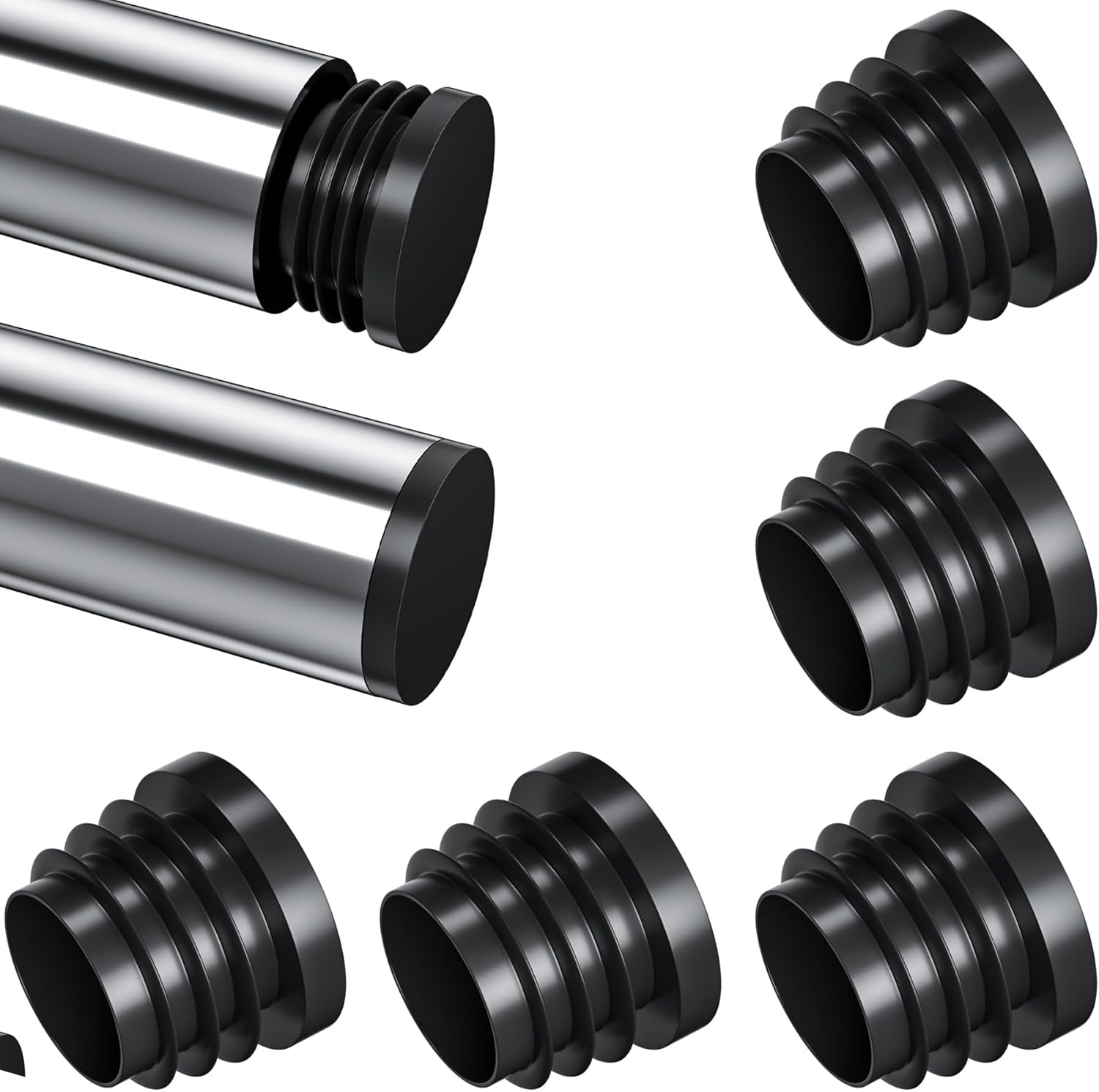 28 PCS Black round Tube Plastic Plugs End Caps (19Mm) image number 1