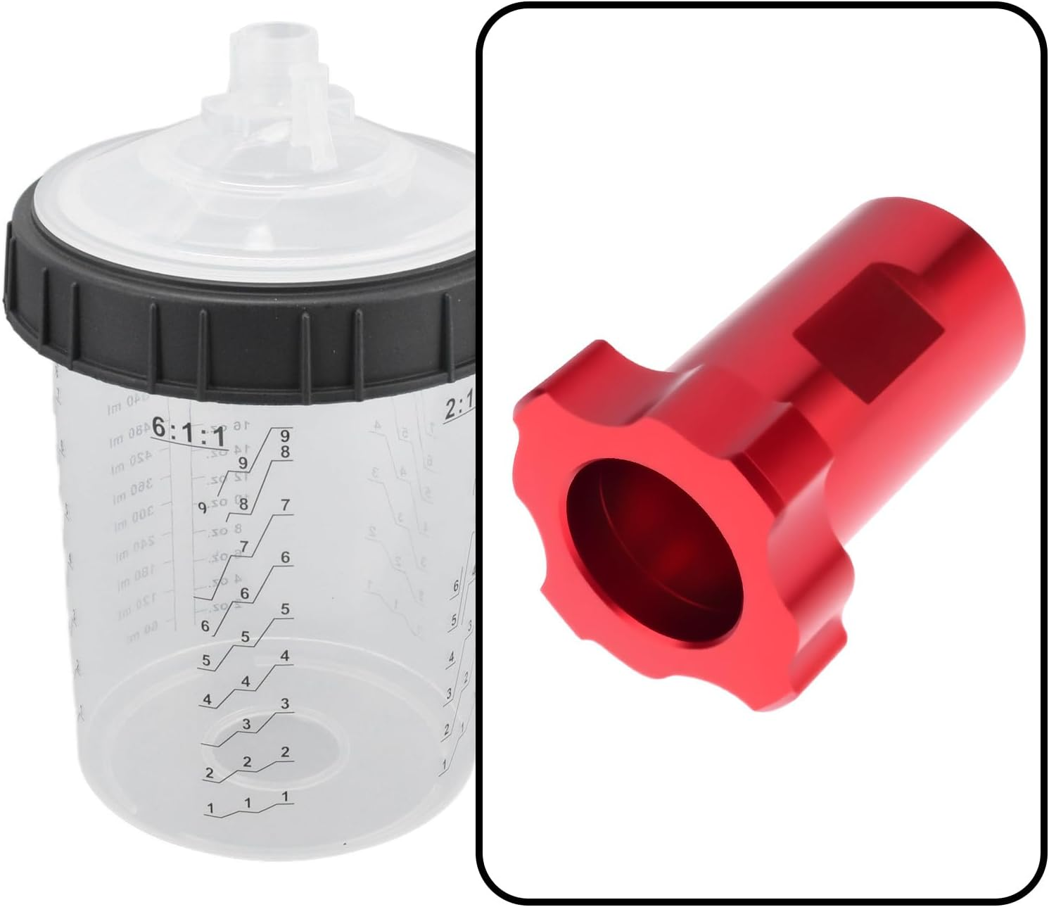 2Pcs Metal Spray Gun Cups Aluminum Adapter M14X1.0Mm for Disposable Measuring Cups image number 5